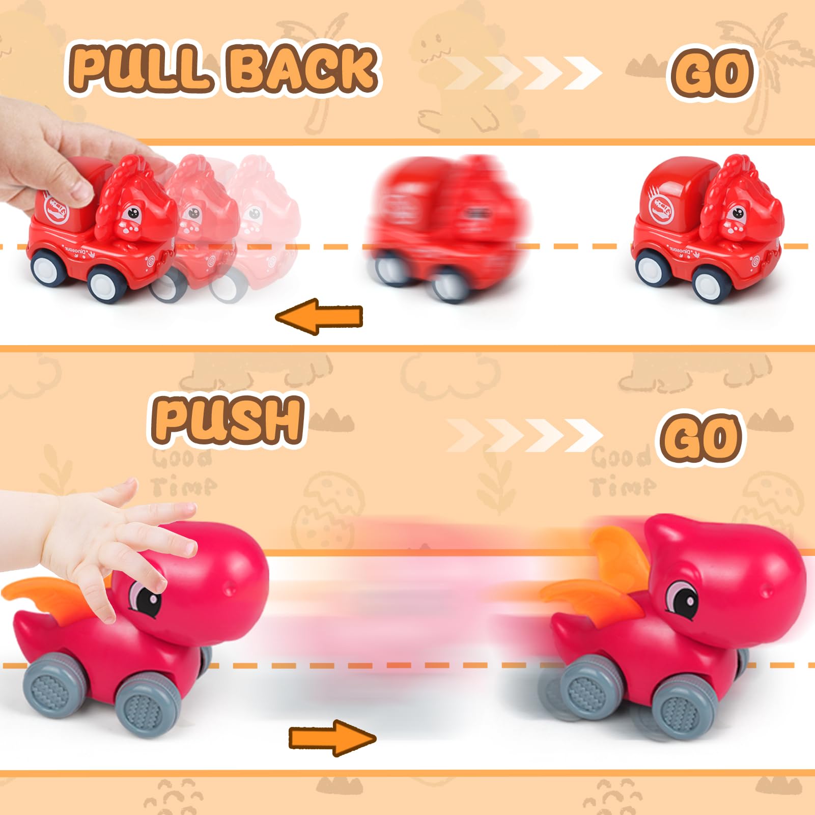 Jouet Voiture à Friction Dinosaure - 6 Modèles Animaux - Sans Piles - Pour Enfants Dès 3 Ans - 7