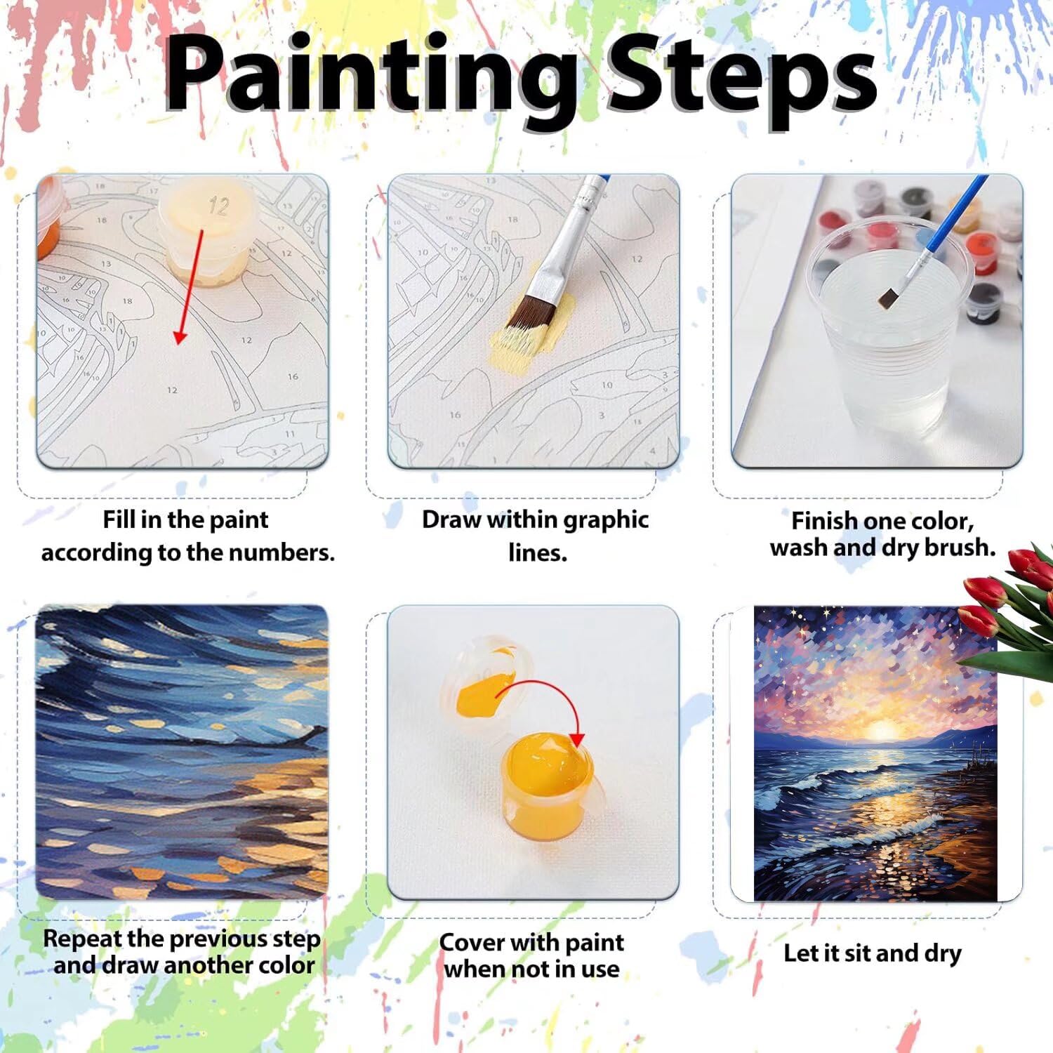 Pintar por Numeros Adultos pintar por numeros niños manualidades niños 10 años, DIY Pintar por Números de Pincel y Pintura acrílica Decoraciones para el Hogar Manualidades, sin Marco 60x80cm C-208