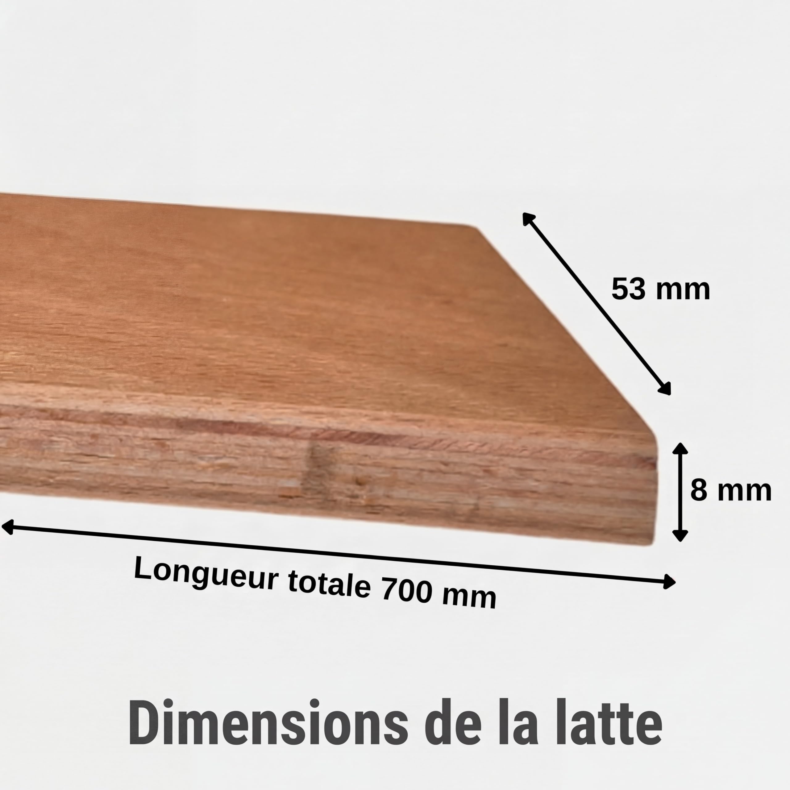EBAC Literie Lot de 10 Lattes pour sommier et lit | 70 cm - 700x53x8 mm | Bois hêtre Durable - 7 Plis | Remplacement - Rechange - Renfort pour sommier/bz/clic clac/canapé