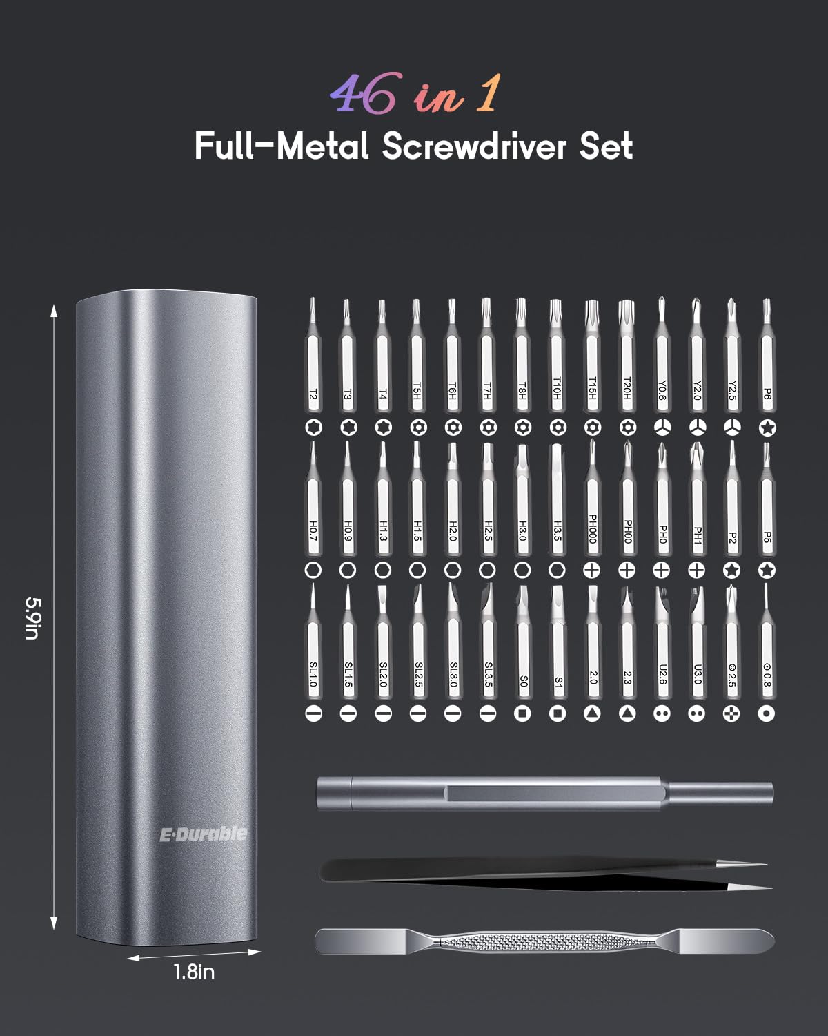 Ensemble de tournevis de précision 46 en 1, petit tournevis avec 42 embouts magnétiques Torx Star, kit d'outils de réparation pour ordinateur, ordinateur portable, MacBook, Xbox, téléphone, lunettes