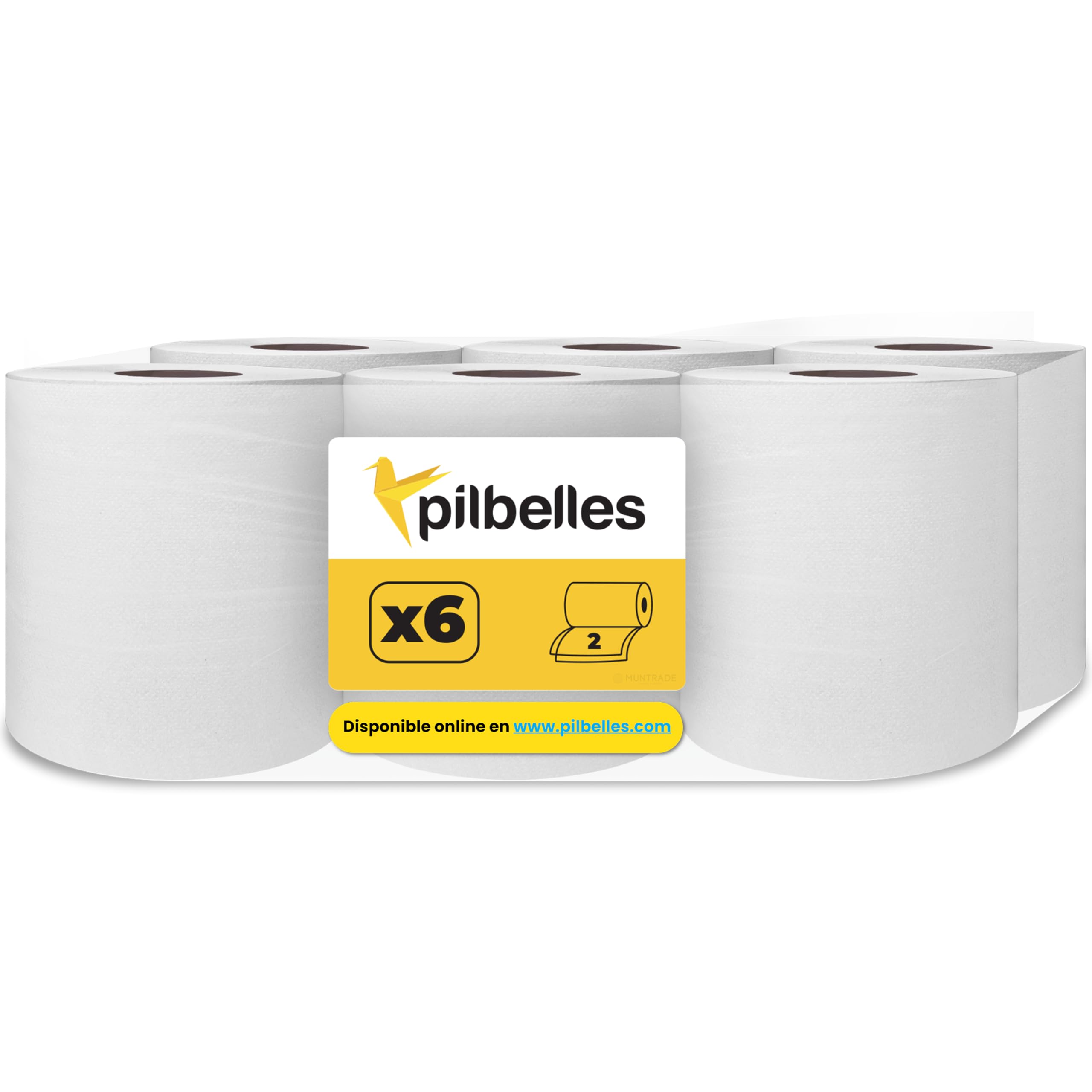 Bobina Papel Secamanos Mecha Pasta Laminado Extra Suave Doble Capa 6 Rollos Color Blanco