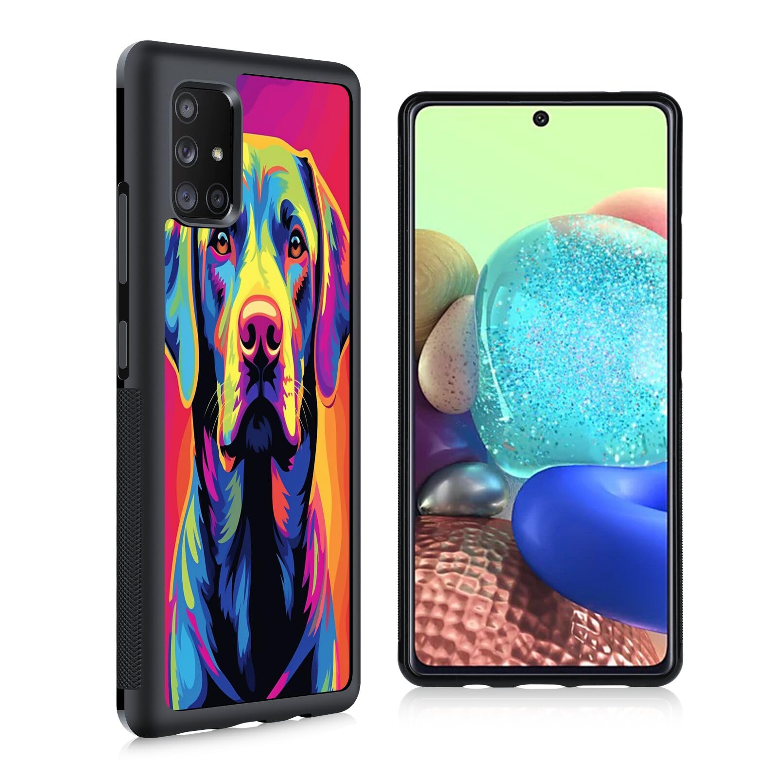 Xioolia Case Suitable for Samsung Galaxy A91 Labrador Retriever Dog Art66 Design Pattern Soft Black TPU Rubber and PC Anti-Slip Full Body Protective Phone Case