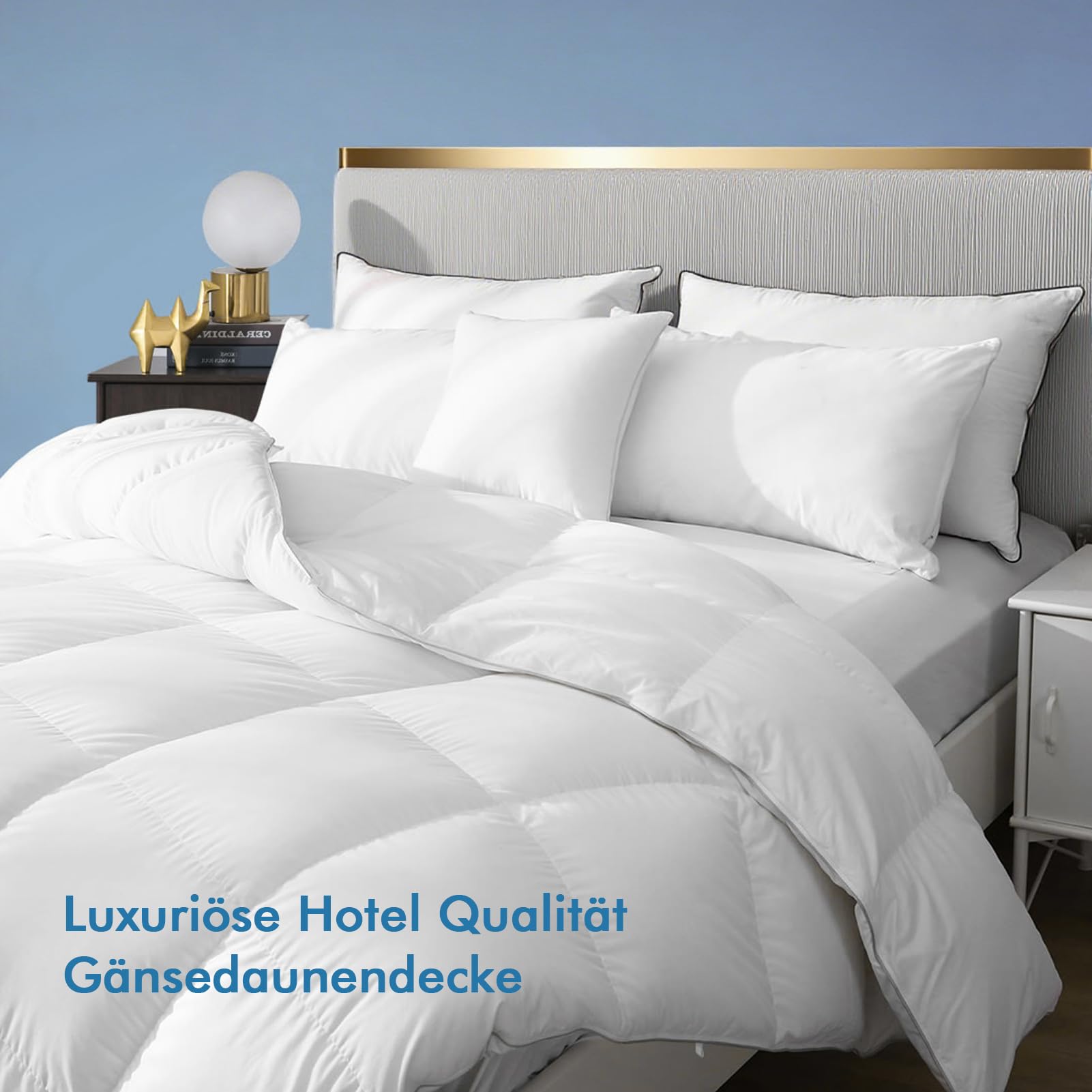 Dafinner Ganzjahres Daunendecke, Luxus-Daunendecke 200 × 200 cm | 90 % Daunen, mit einem Baumwollbezug, der den Oeko-Tex- und RDS-Standards entspricht, atmungsaktiv und pflegeleicht
