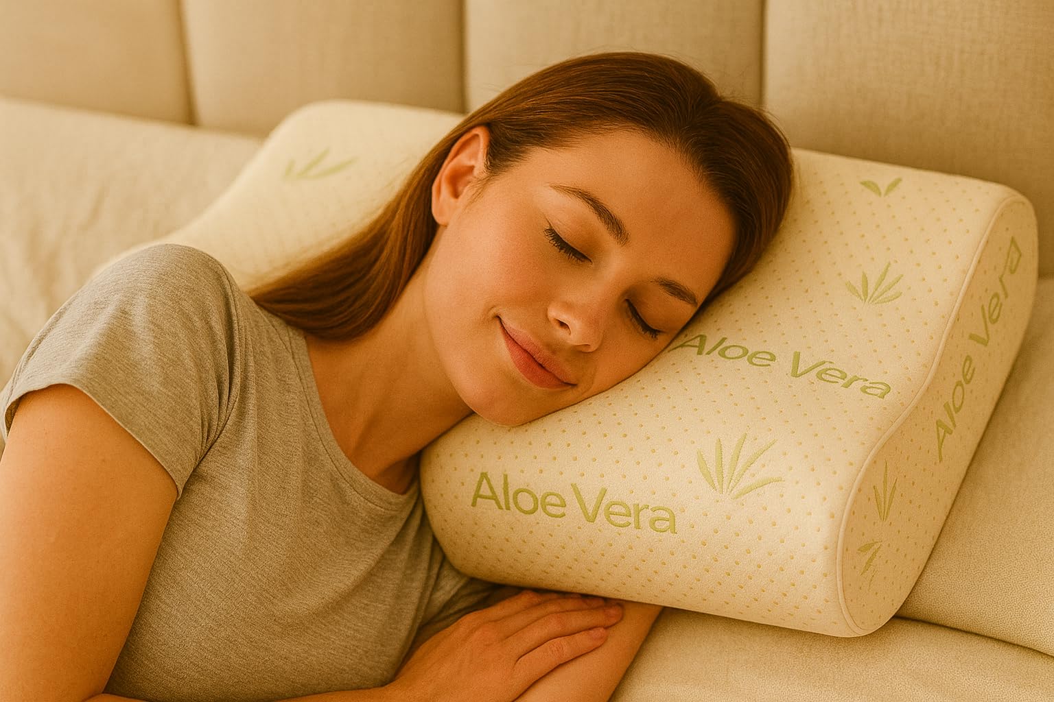 Tessiharmony Almohada cervical para dormir de espuma viscoelástica ortopédica de doble onda ideal para soporte al cuello, ergonómica, transpirable e hipoalergénica, con funda de aloe vera, antiácaros