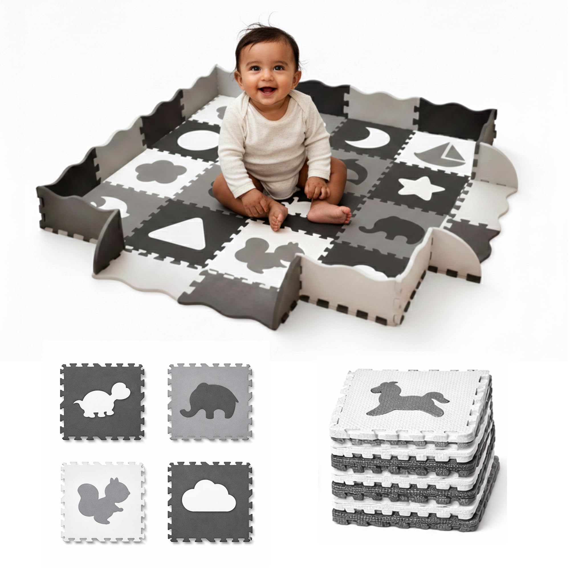 Tots Trail Soft Foam Play Mat with Safety Fence for Babies and Toddlers, Large Non-Toxic Interlocking EVA Foam Floor Mat for Crawling and Play, for Kids 6+ Months-picture-31