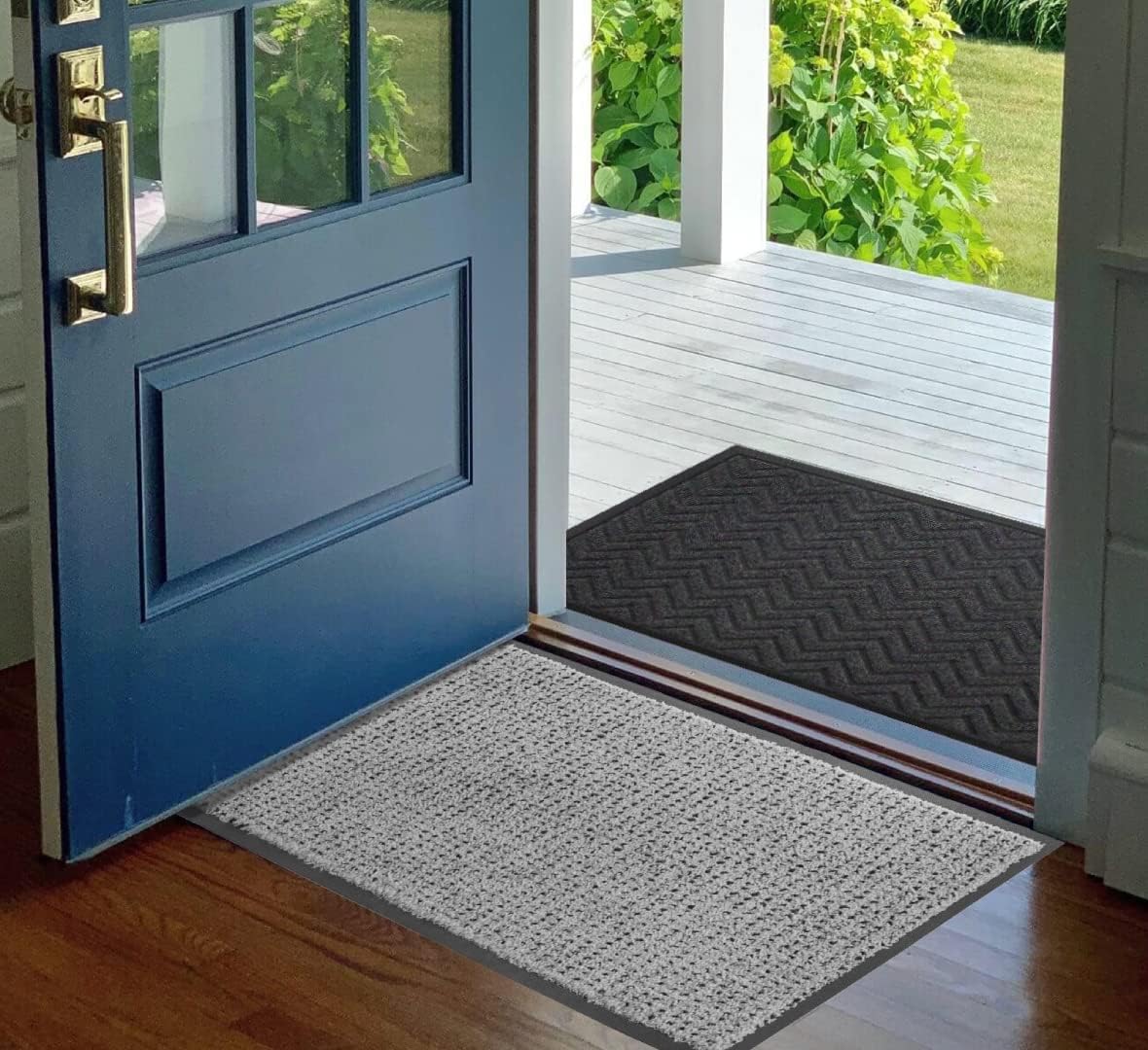 YHOLDINGS FrontGuard 2Pack Heavy Duty Waterproof Door Mats Set Gray, 36"x24