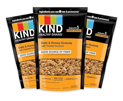 KIND Granos saludables, avena y miel, aperitivos saludables, sin gluten, 0.35 onzas de proteína, 3 unidades