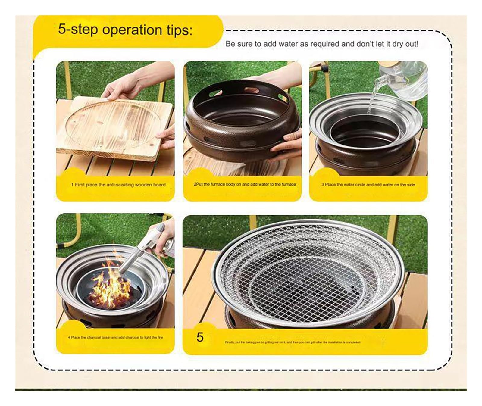 Griglia A Carbone In Acciaio Inossidabile Per La Casa, Barbecue Da Campeggio All'aperto, Commerciale, Rotondo, Senza Fumo, Barbecue A Carbone Per Feste(Size:L)