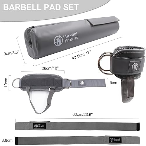Miniatura 2 de J Bryant Juego de almohadillas de cuero con 2 correas de tobillo de cuero para máquinas de cable y correas de levantamiento de pesas, cojín grueso