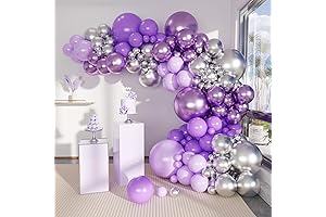 Purple Silver Balloons Garland Arch Kit for Baby Shower and Wedding Decorations