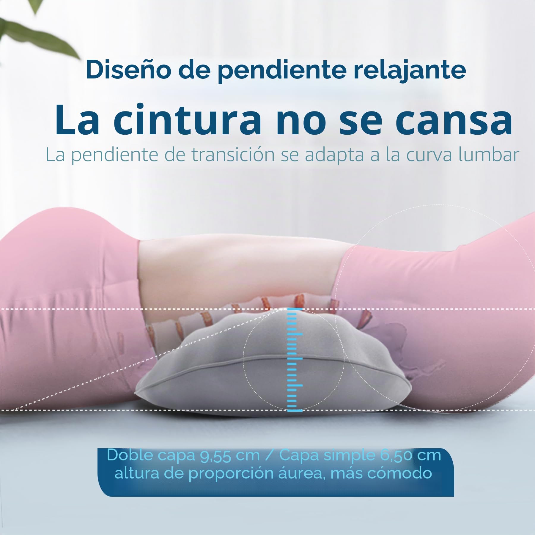 RESTCLOUD, Almohada de apoyo lumbar ajustable para dormir, de espuma viscoelástica para aliviar el dolor de espalda baja, para cama y silla