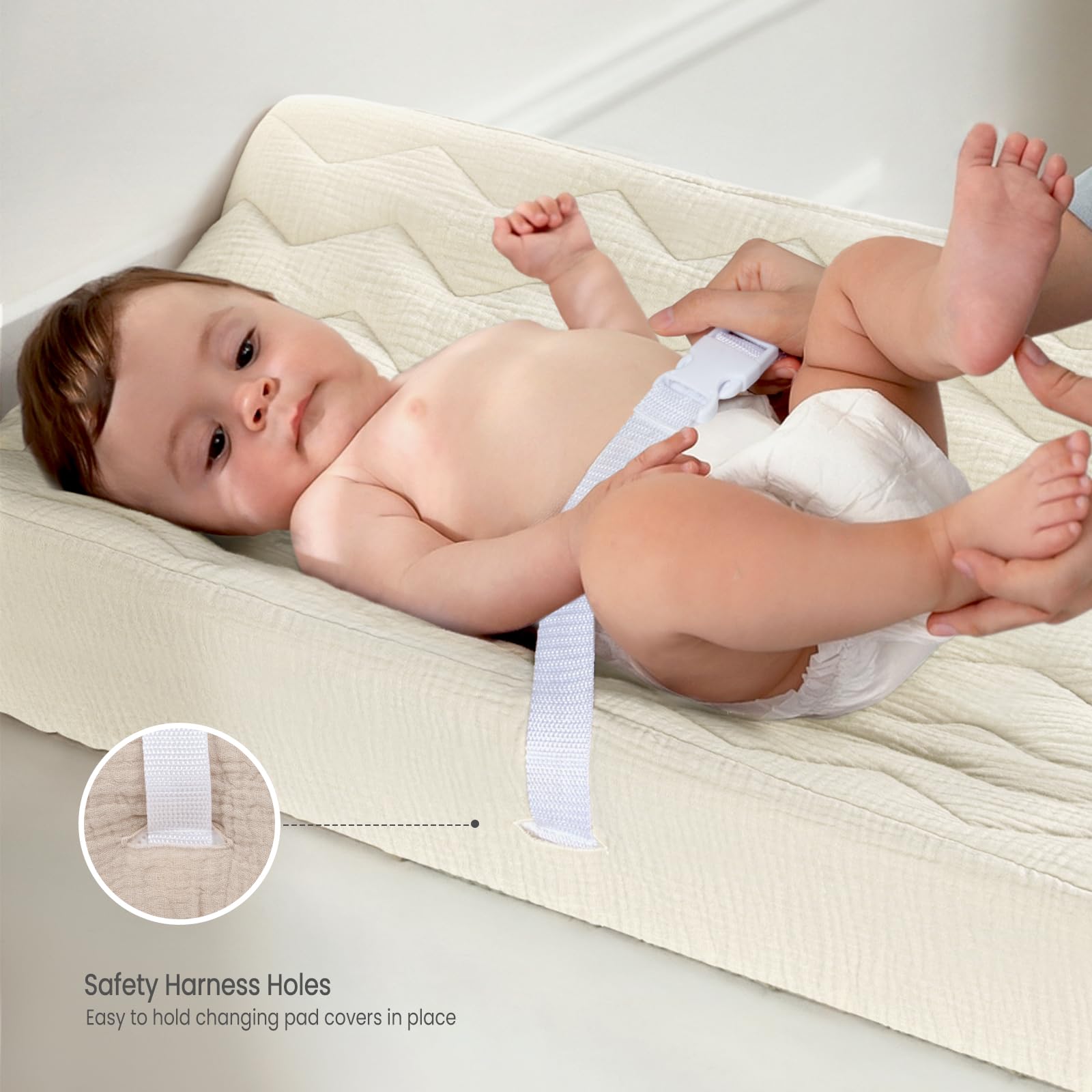 lulumoon Musselin-Wickelauflagenbezug: Baby-Baumwoll-Stepp-Wickeltischbezug – weiche Wickelunterlage für Jungen und Mädchen
