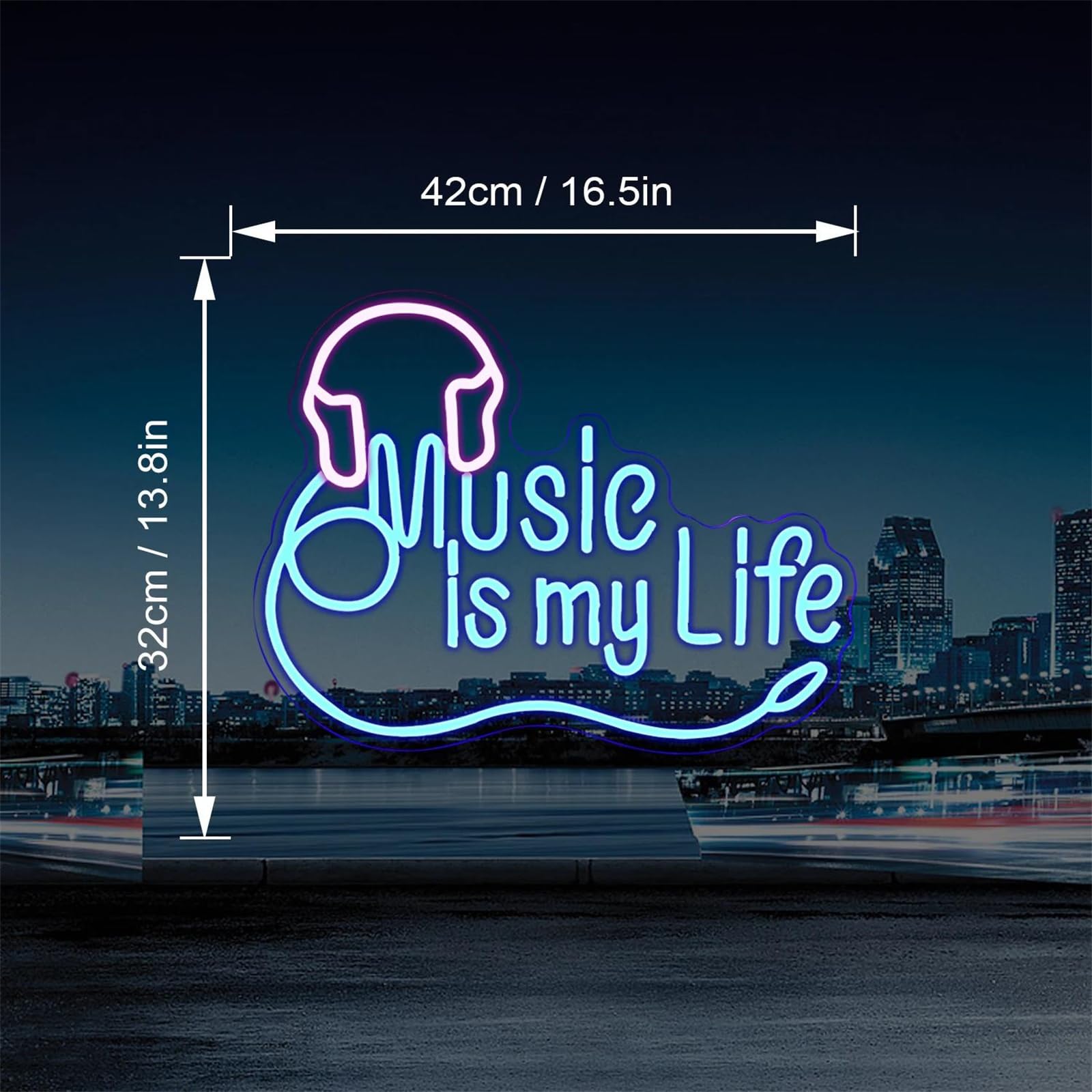 muzyka to moje życie neon led słuchawki neony znaki sypialnia pokój dziecięcy studio muzyczne klub impreza muzyczna muzyka na żywo nocny wystrój usb zasilany neonem