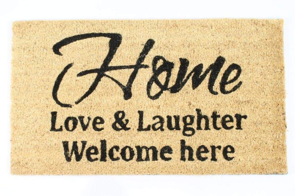 Decorative Coir Entrance Door Mat Home, Love & Laughter 70 cm x 40 cm