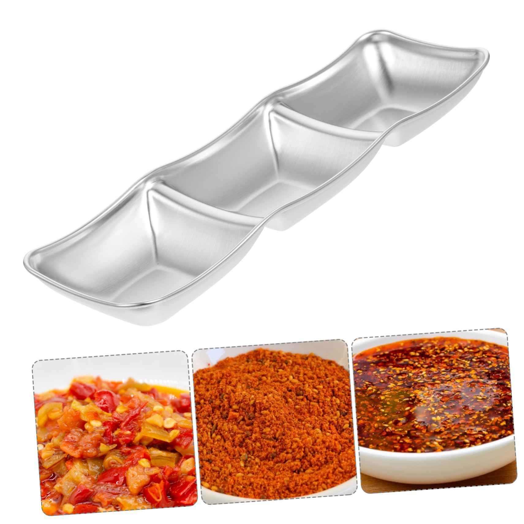 MOLUCKFU Soy Sauce Dish Sauce Dipping Plates Appetizer Plates Dipping Sauce Dishes Prep Dishes Olive Oil Dipping Dishes Condiment Tray Appetizer Dishes Sauce Plate Stainless Steel Silver