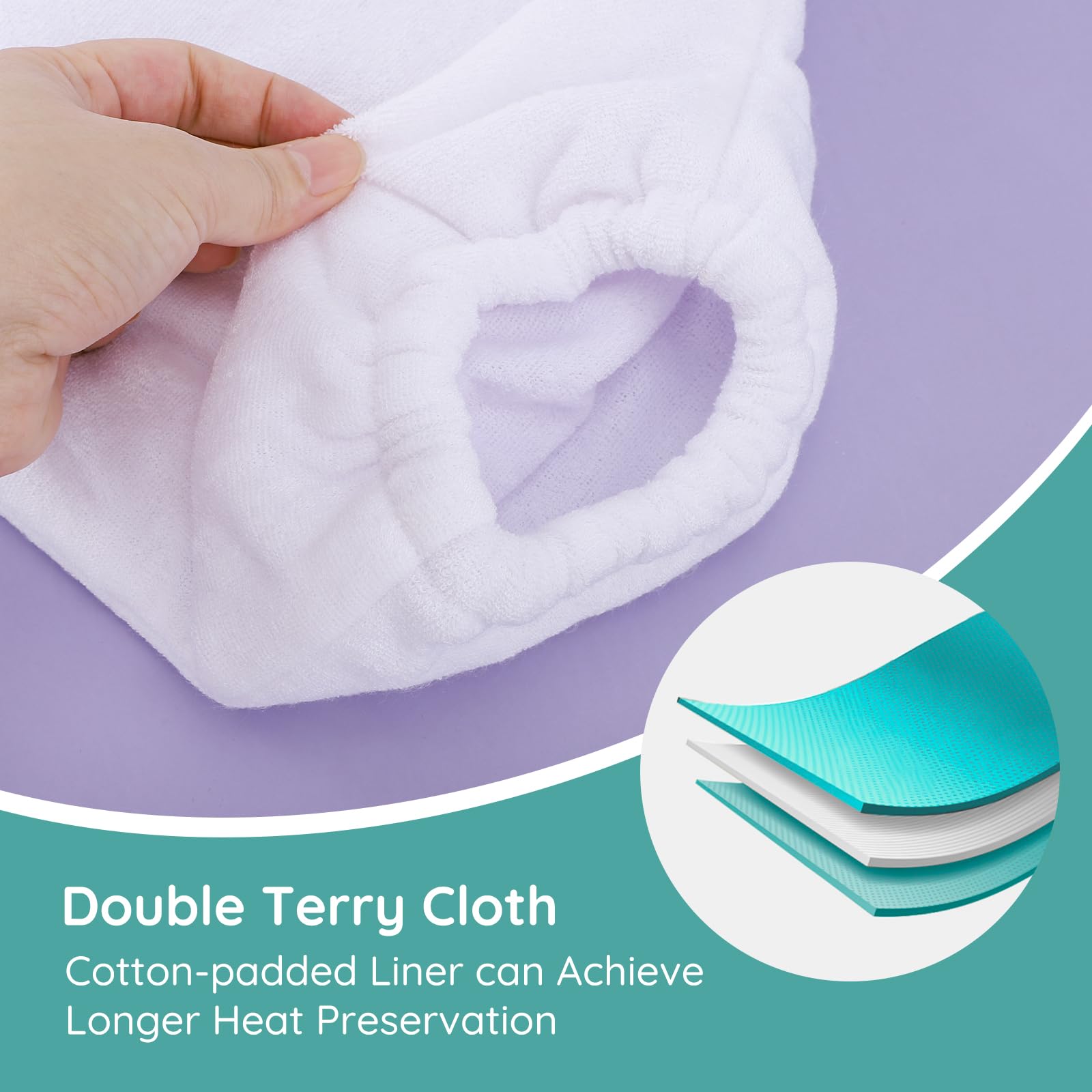 Chaussons de bain en cire de paraffine blanche, ouverture élastique Segbeauty à double éponge pour thermothérapie, sacs pour les mains et les pieds pour le traitement thermique, machine à cire