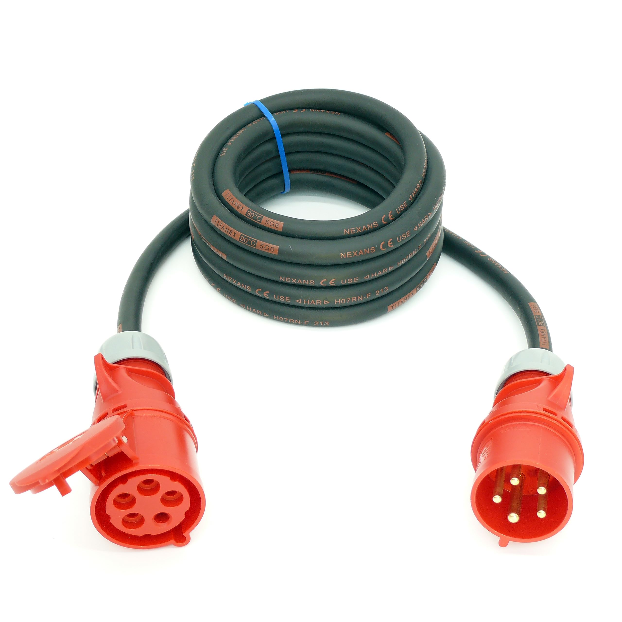 Container-Verbindungskabel CEE 32A mit 5G6 Titanex Gummikabel, PCE Stecker & Kupplung, Business-Line von Event-Kabel&more (IP44, 3 Meter)