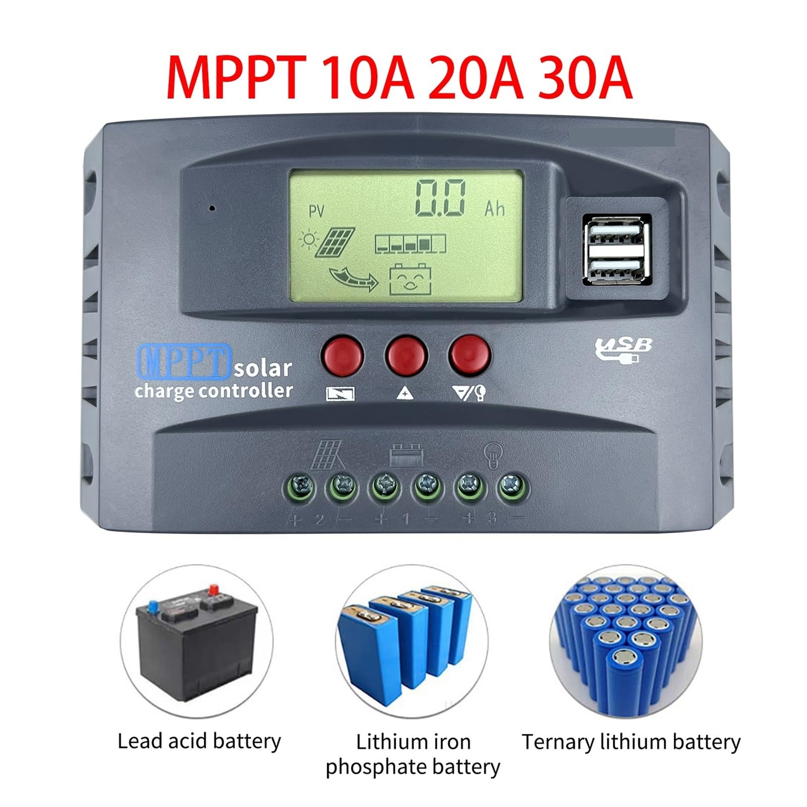100W 200W 400W 600W 10A 20A 30A MPPT Regulator Ładowania Słonecznego Regualtor Dla 12V 24V Domowy System Akumulatorowy Lifepo4 Żel Kwasowo-ołowiowy łAtwy W ObsłUdze(MPPT 20A)