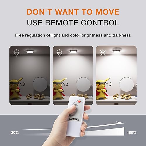 Miniatura 3 de Luces de disco con control remoto, iluminación recargable de 1000 mAh para debajo del gabinete, luces LED de armario, paquete de 3 luces nocturnas,