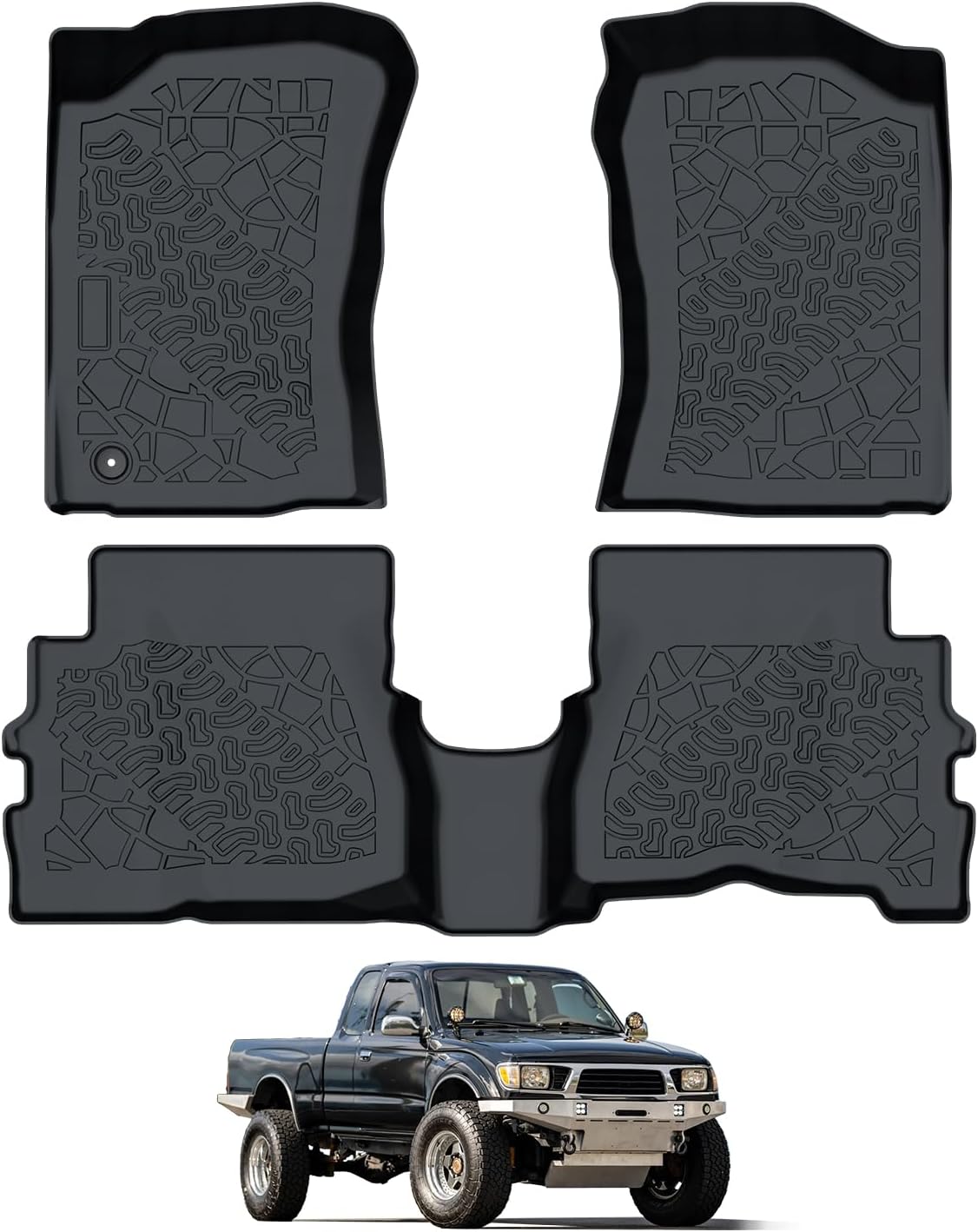 Car Floor Mats Fit for Toyota Tacoma Xtracab 1995-2004 TPE All Weather Protection Custom Fit Heavy Duty Pickup Truck Foot Liners Odorless Waterproof Interior