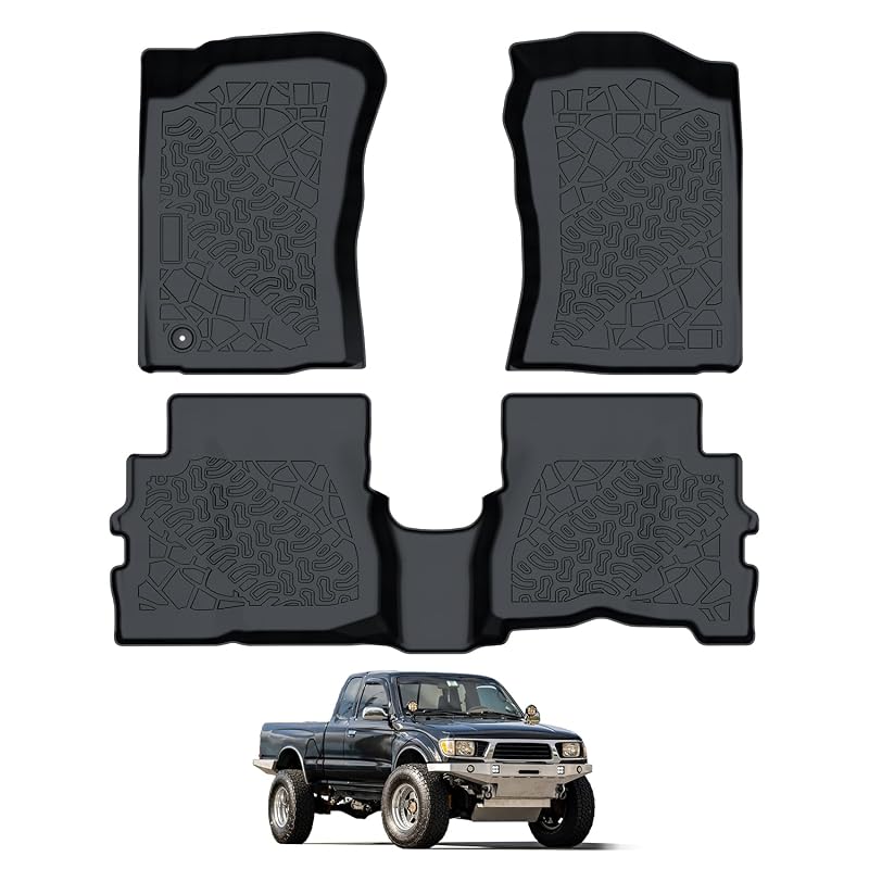 Tapetes Automotivos de TPE para Toyota Tacoma Xtracab 1995–2004, Encaixe Específico, Preto, Kit com 3 Peças