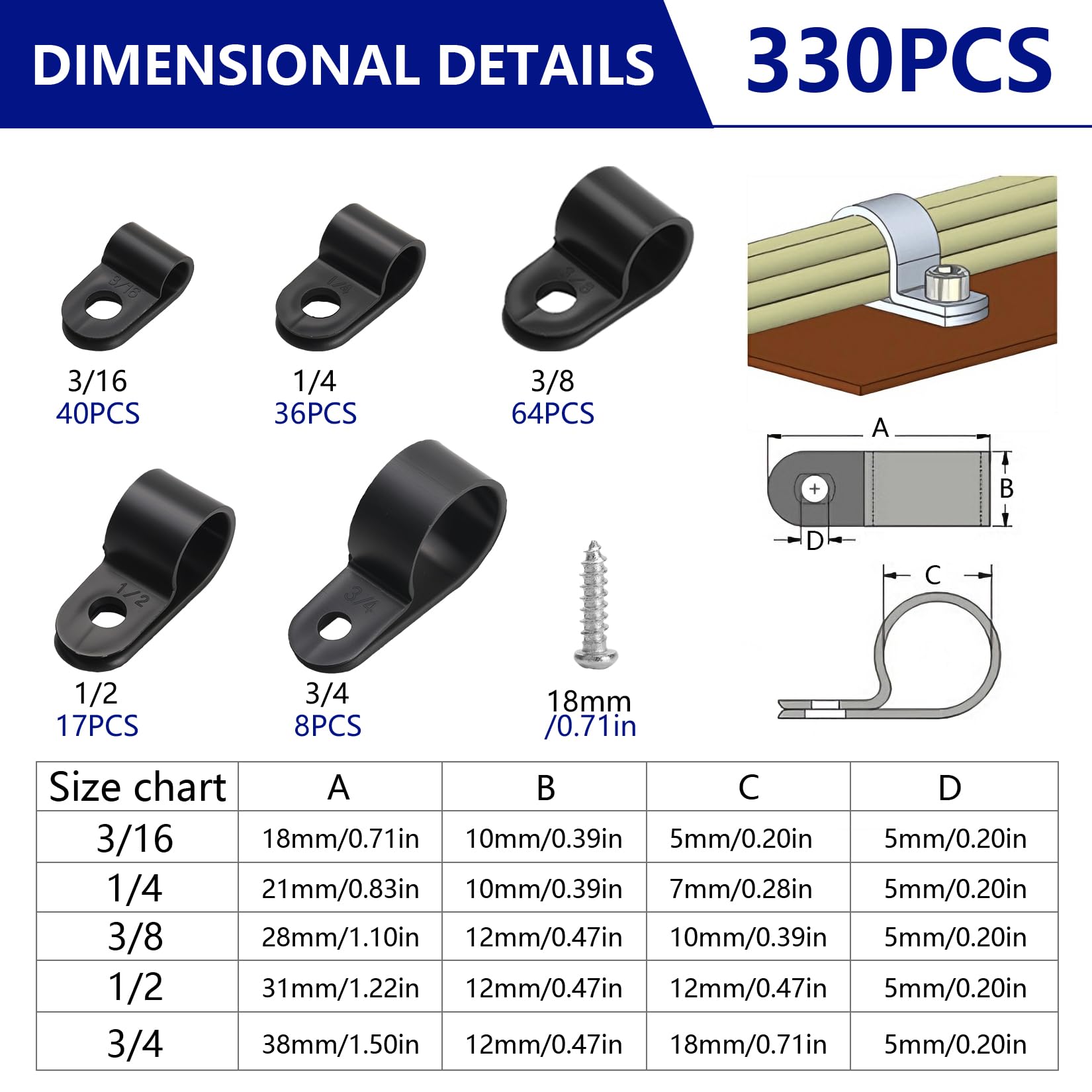 330 Cable Clips - Organize Wires & Cables -2