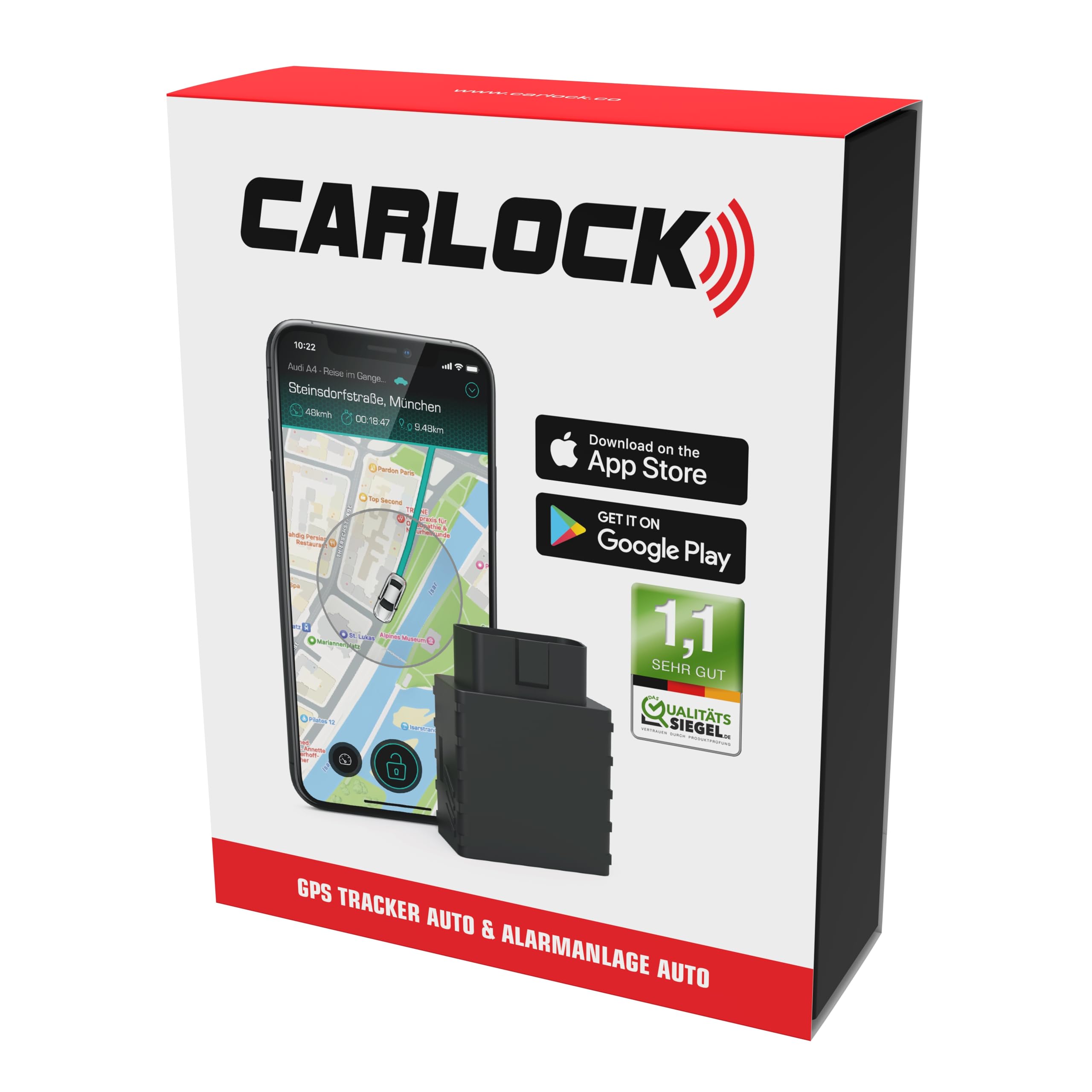 CARLOCK – 4G GPS Tracker Auto & Alarmanlage. Ortungsgerät Und Smartphone App. Sender Verfolgt Ihr Auto & Wohnmobil In Echtzeit Und Benachrichtigt Bei Verdächtigen Aktivitäten. OBD diebstahlschutz