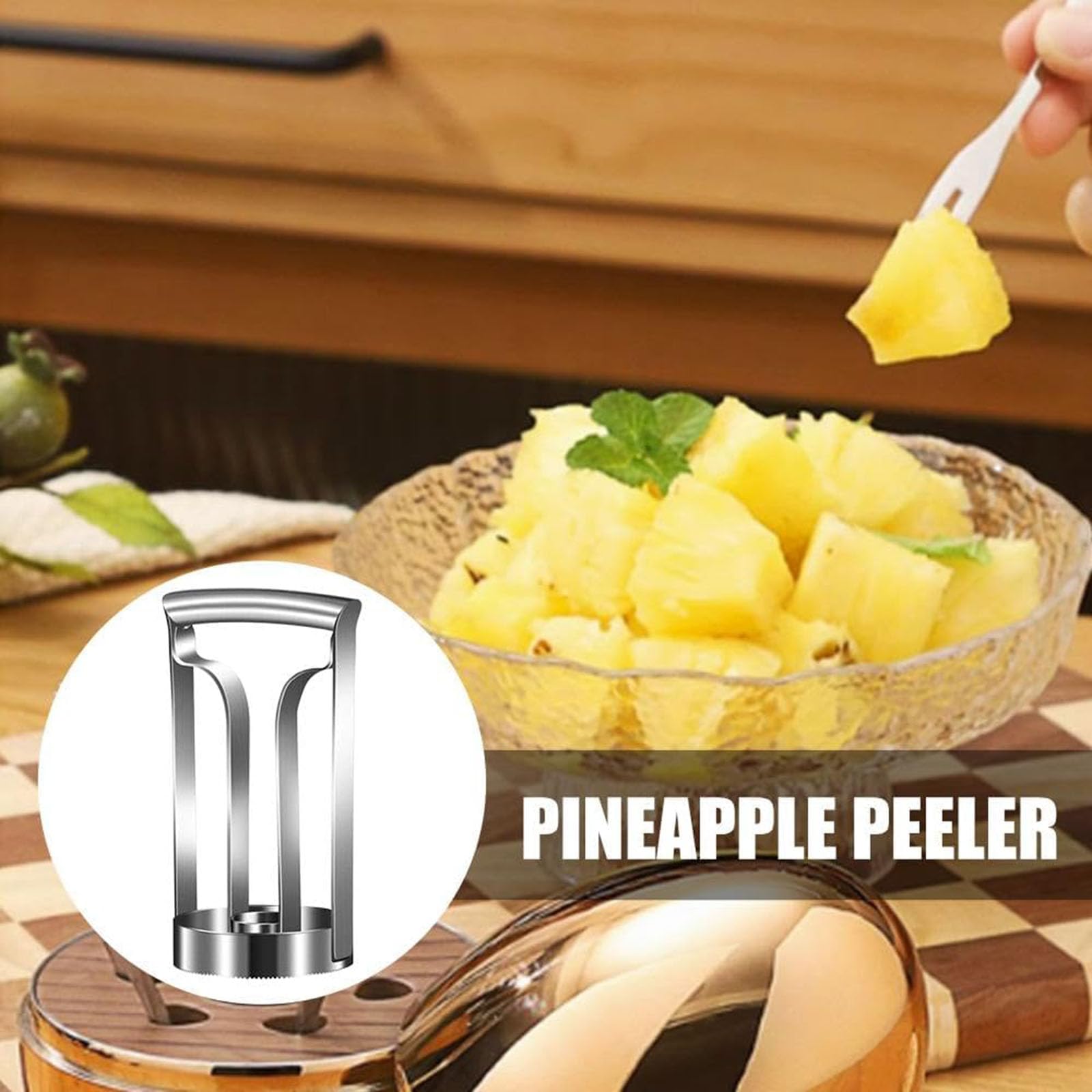 Ananasschneider, Aus Edelstahl, Verbessert Griff Ananasschneider, Ananas Slicer Cutter Maschine Obst Für Familien Hotel,Silber