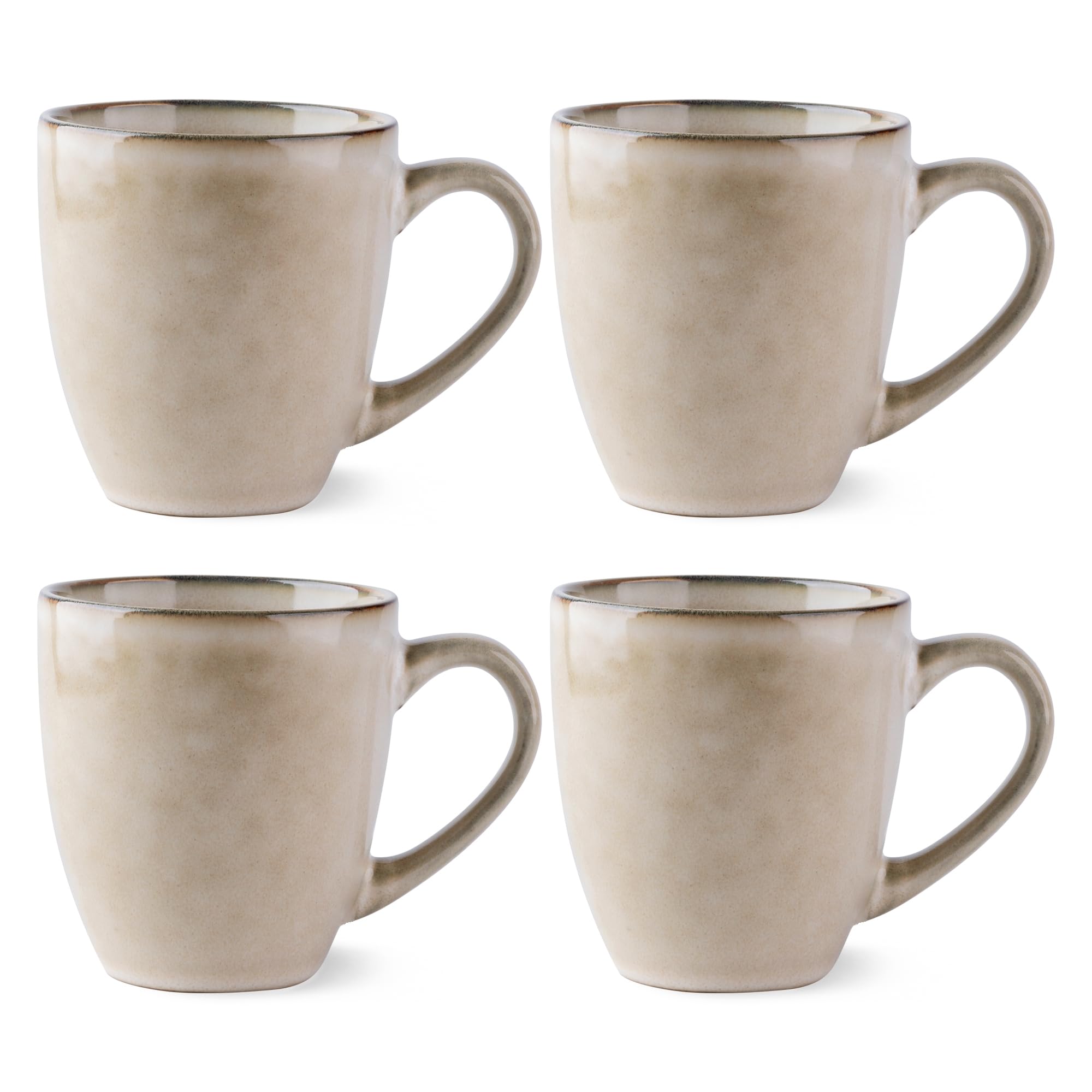 GBHOME Ceramic Coffee Mugs Set of 4, 12oz Stoneware Coffee Mugs Set For Dad Mom Women MEN, Light Weight Ceramic Coffee Cups for Latte/Tea/Beer/Hot Cocoa, Dishwasher & Microwave Safe,Cappuccino