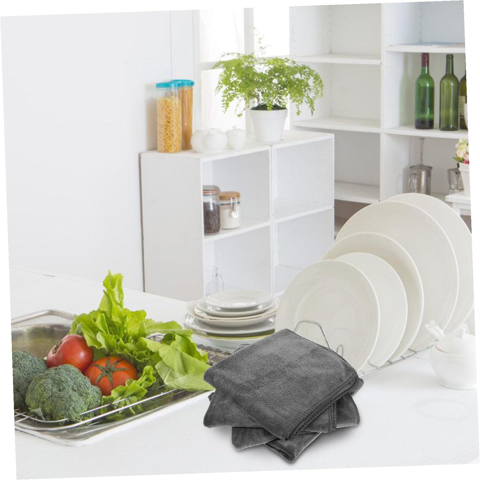 Paños Absorbentes de Microfibra 40x40 Cm Gris, Toallas Reutilizables para Limpiar Coche y Cocina, Alta Absorción de Agua, Limpieza Profunda, Pack de 12 Unidades para Uso Doméstico