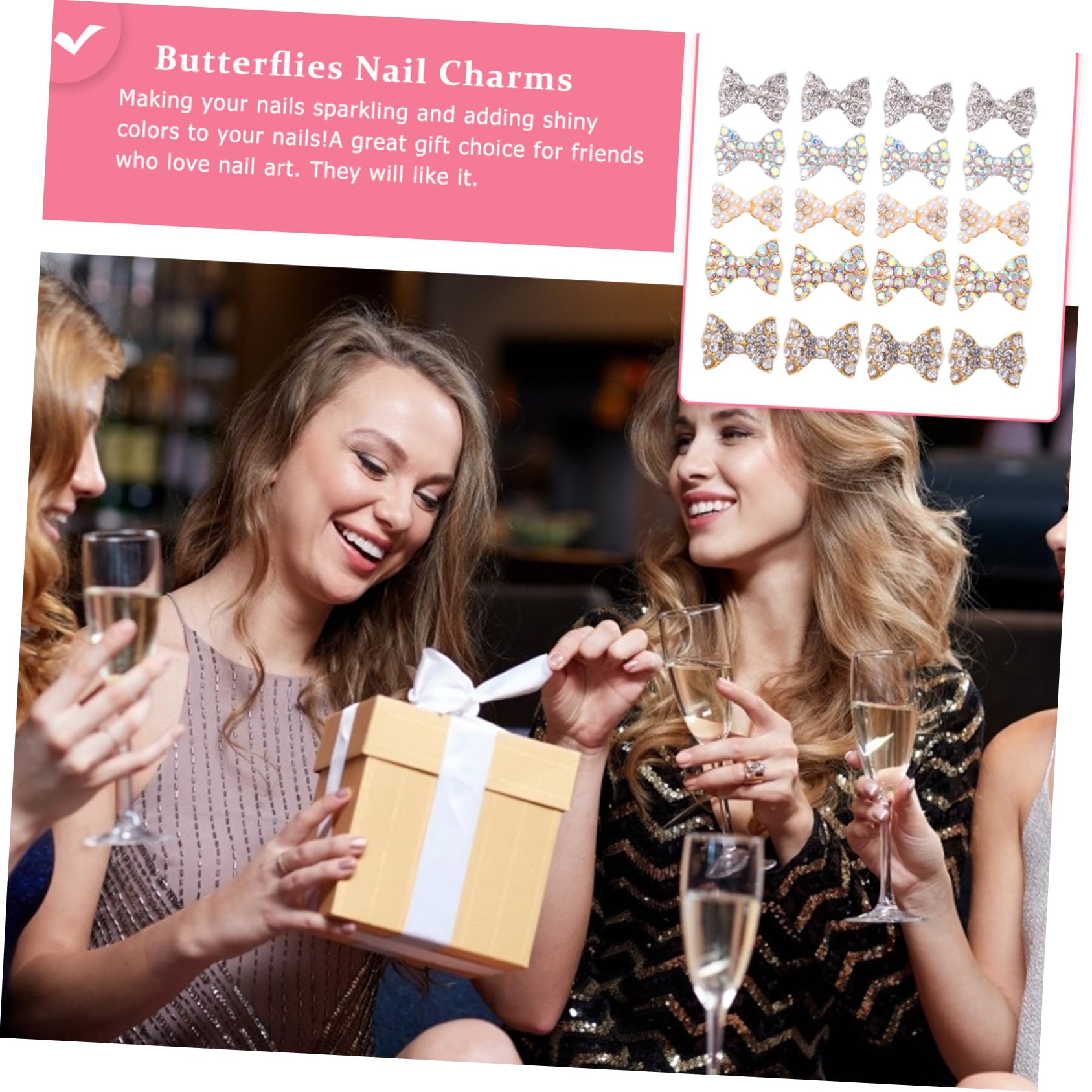 Healvian 150pezzi Pendenti Per Unghie Forma Di Fiocco Strass Decorazioni Per Nail Art Accessori Per Manicure e Fai Te Per Festività e Occasioni Speciali