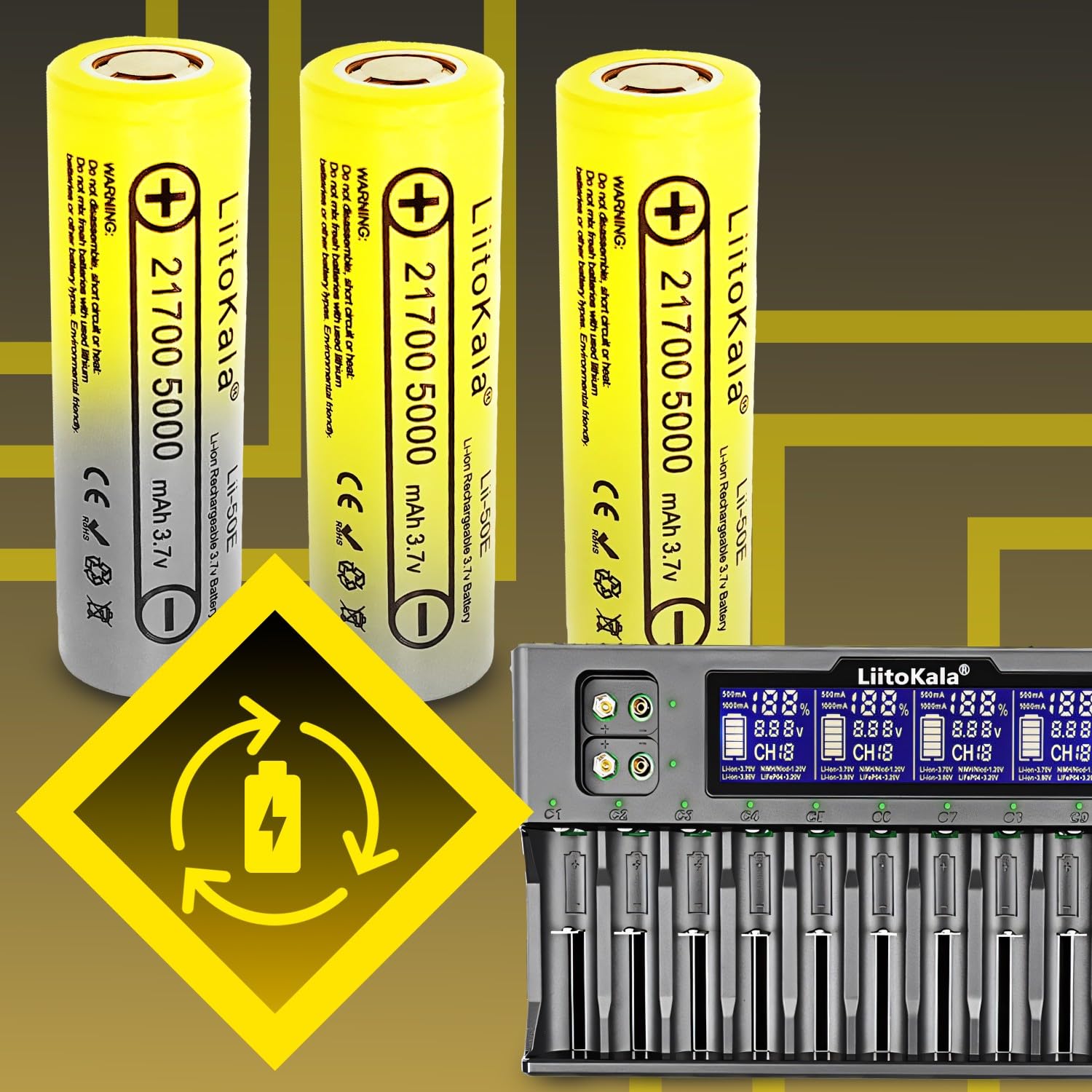 Retoo Ładowarka do akumulatorów AA, AAA, 9 V NI-MH/NI-CD, Li-ion-3,70 V/3,80 V, LiFePO403.20V, 12 miejsca do ładowania, uniwersalna szybka ładowarka z wyświetlaczem LCD, baterie wielokrotnego
