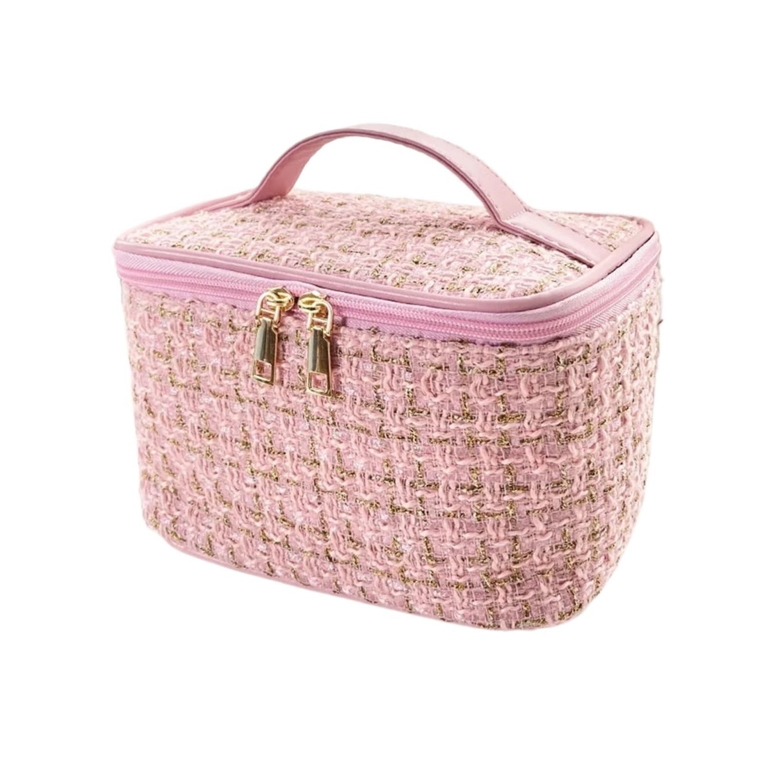 Bolsa Maquillaje Bolso de Mujer, Bolso de Maquillaje de Estilo Tejido, portátil, Bolsa de Maquillaje portátil, Bolsa de Almacenamiento Grande de Moda