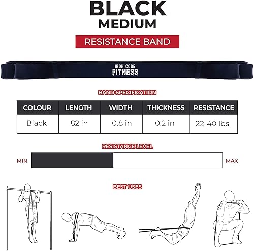 Miniatura 3 de Juego de 2 bandas de asistencia para dominadas, color morado y negro, bandas de resistencia de calidad premium para gimnasio, ejercicio,