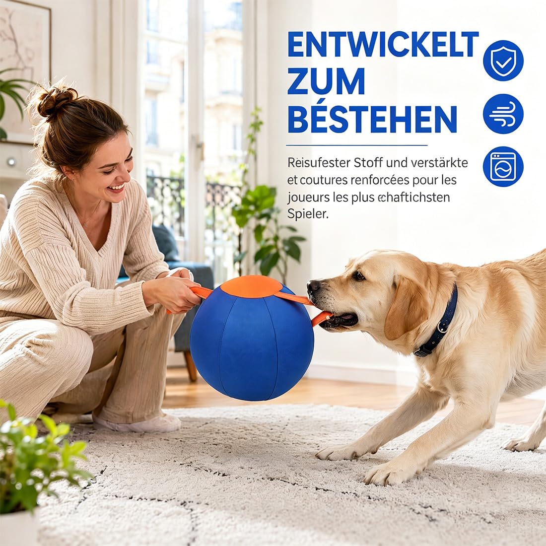 Treibball für Hunde, Aufblasbarer Bissfester Herding Ball Hund, Interaktiver Hundespielzeugball & Trainingswerkzeug, Geeignet für Hütehunde und Viele Andere Hunderassen (A,45CM)