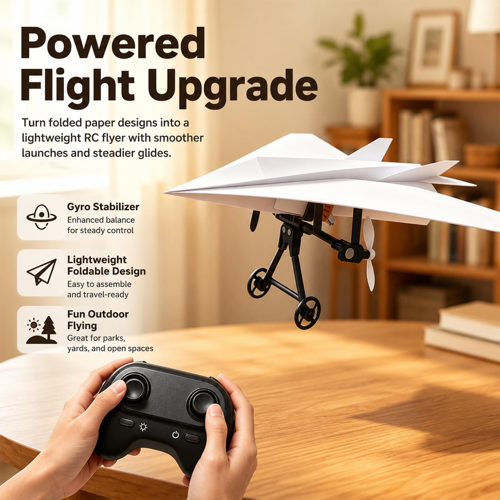 Genérico RC Paper Airplane Kit with Gyro Stabilizer, Remote Control Airplane, DIY RC Airplanes Kit, Foldable Lightweight Glider Tool for Hobbyists and Beginner Flyers (Three Batteries)