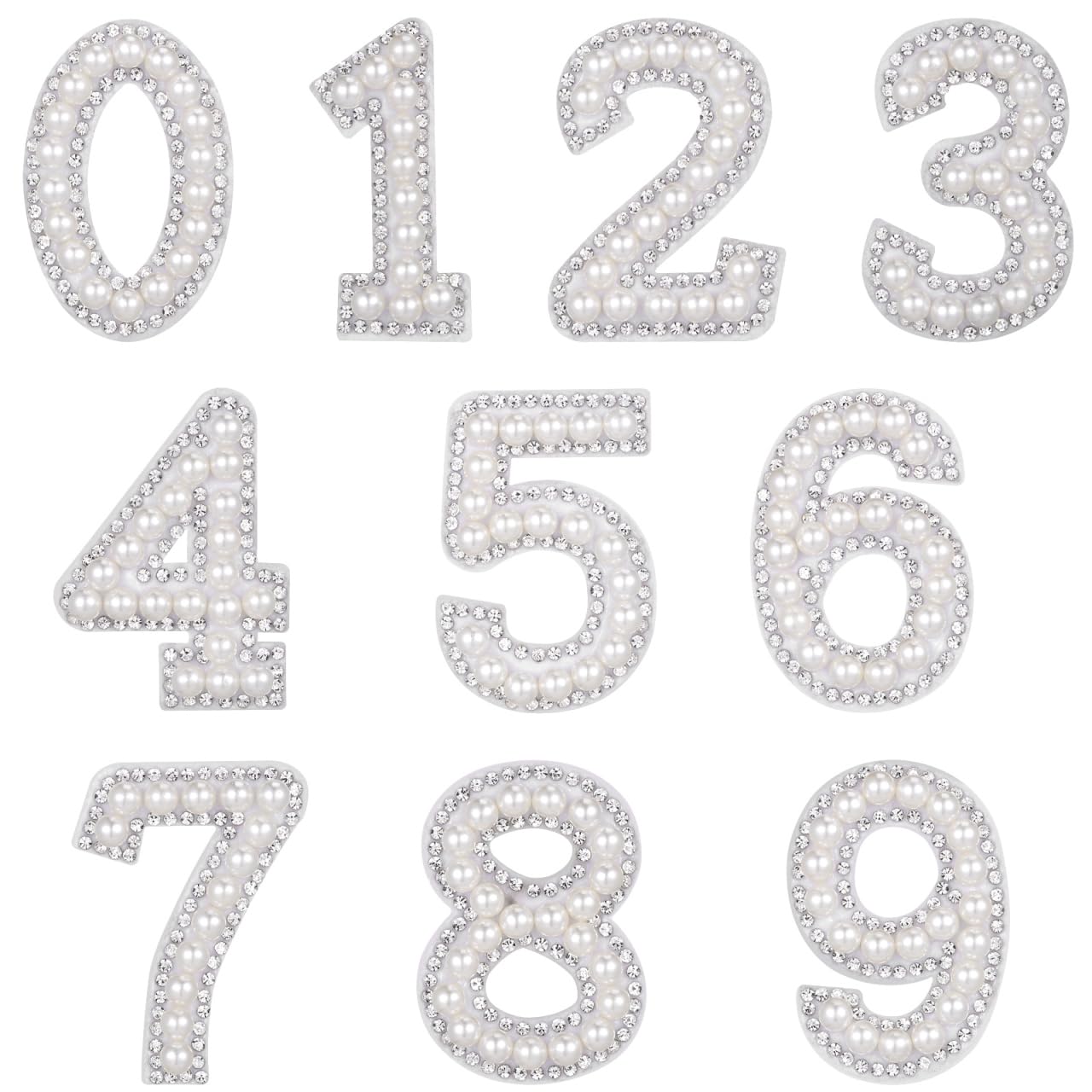 Amazon.com: EXCEART 10Pcs Iron on Number Patches 0-9 Pearl