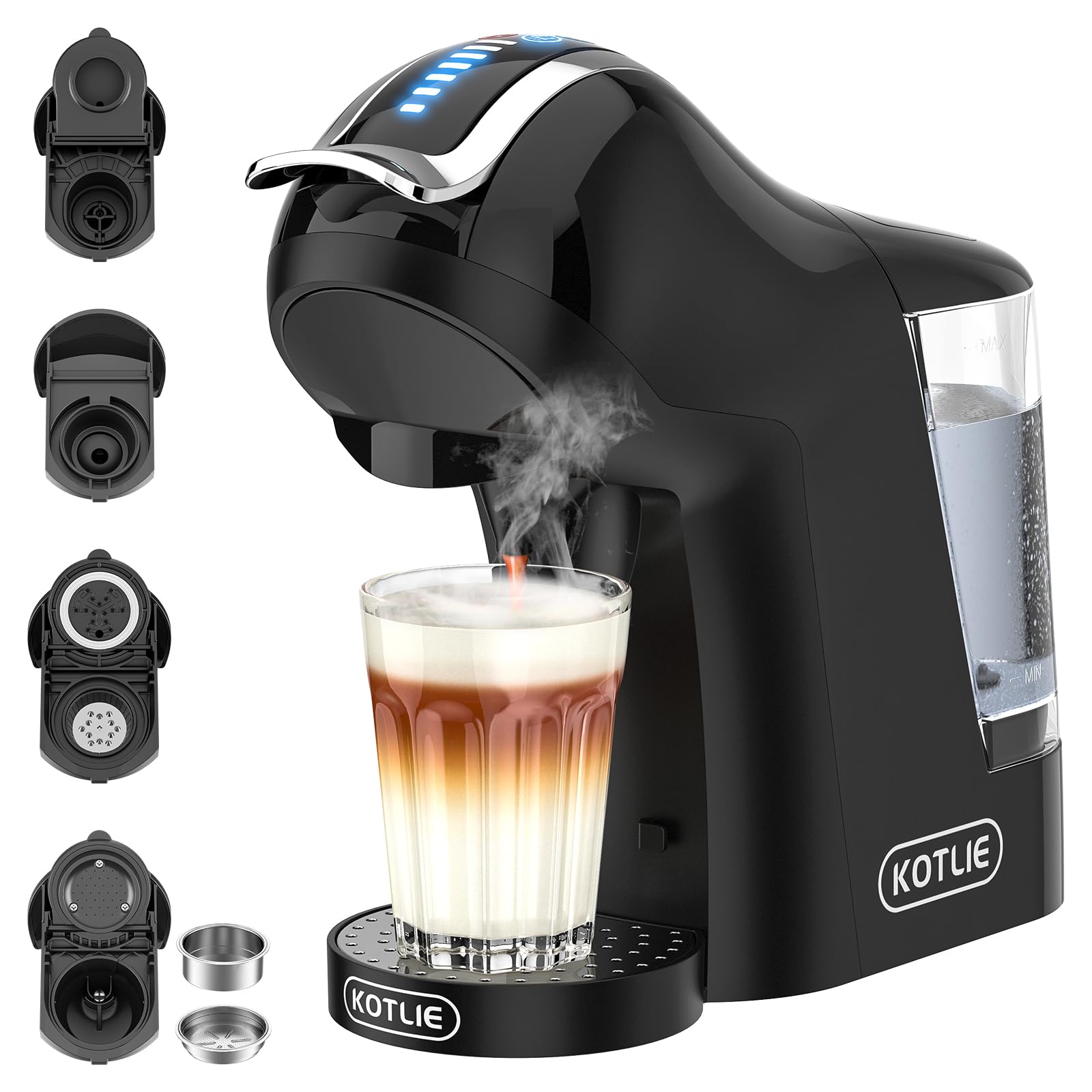 KOTLIE 19 Bar 5in1 Multicapsule Espresso Coffee Machine for Nespresso/Dolce Gusto/Starbucks/LAVAZZA A MODO MIO Capsule and Ground/ESE Coffee Pods EM-308A