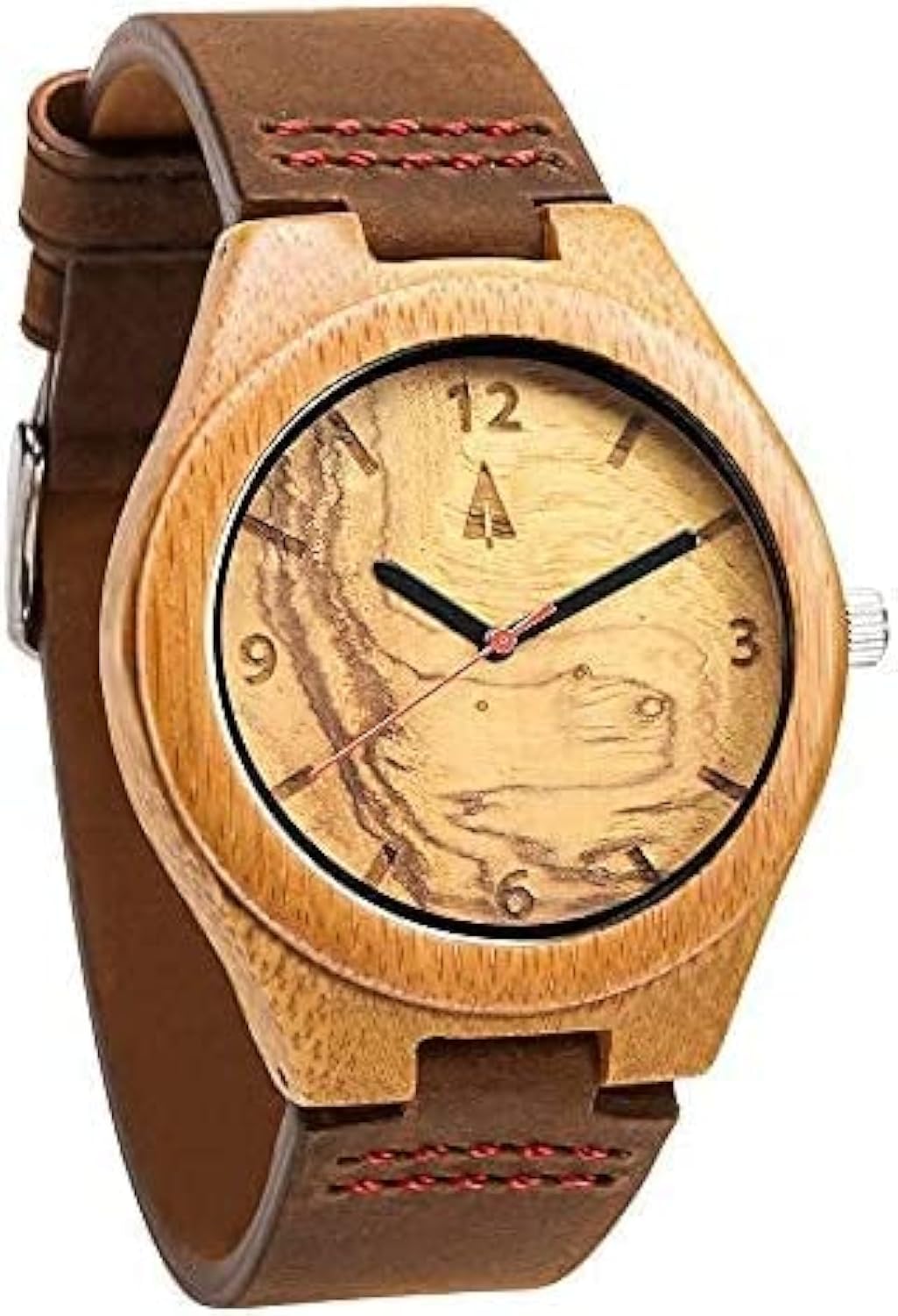 TreehutWooden Watches for Men,Bamboo Watch with Genuine Brown Leather  Strap, Japanese Quartz Movement, Watch Made from Wood, Relojes para