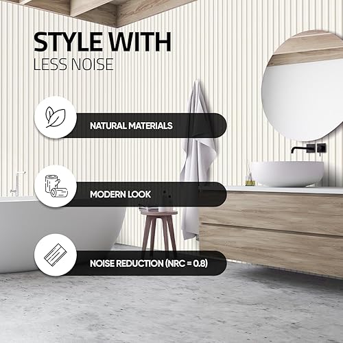 Miniatura 2 de Tönnen Paneles acústicos con lamas de madera, paquete de 2, 94.5" x 11" x 5164" cada uno, de piso a techo, panel de madera para pared, para