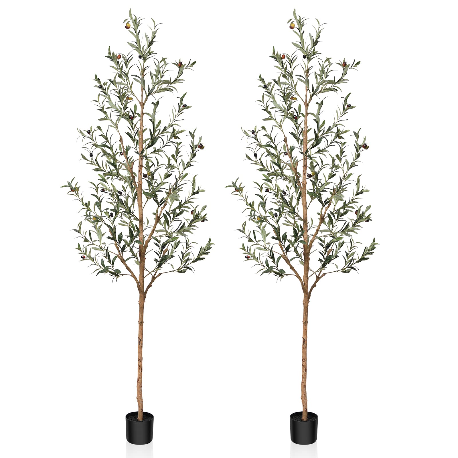 SOGUYI Artificial Olive Tree, 7FT Tall Faux Silk Plant with Natural ...