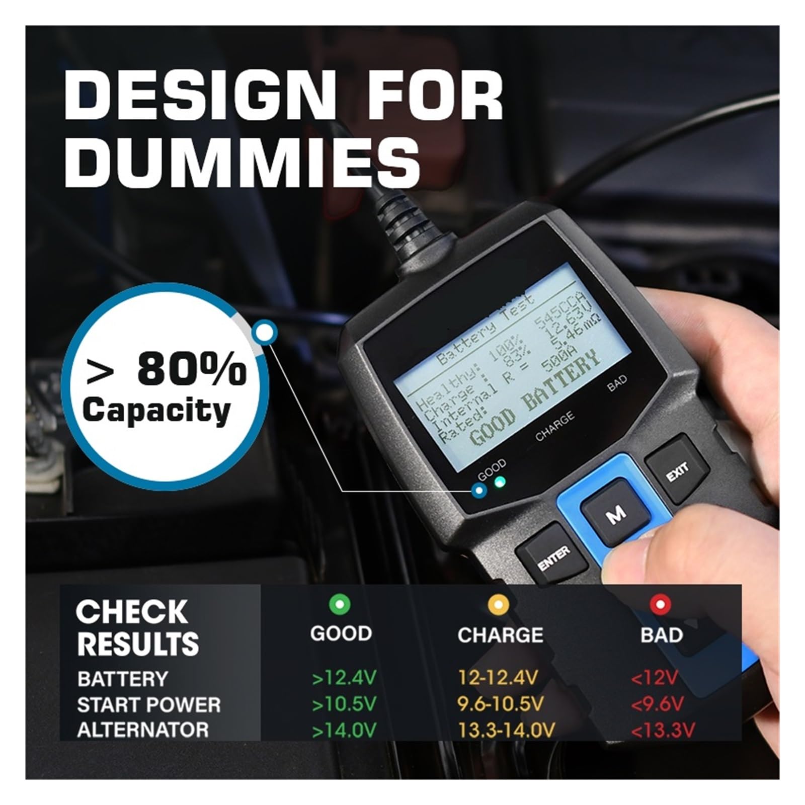 Comprobador de baterias, Probador de batería de coche BT100, probador de batería de diagnóstico automotriz Digital, herramienta de escáner de carga de arranque de vehículo