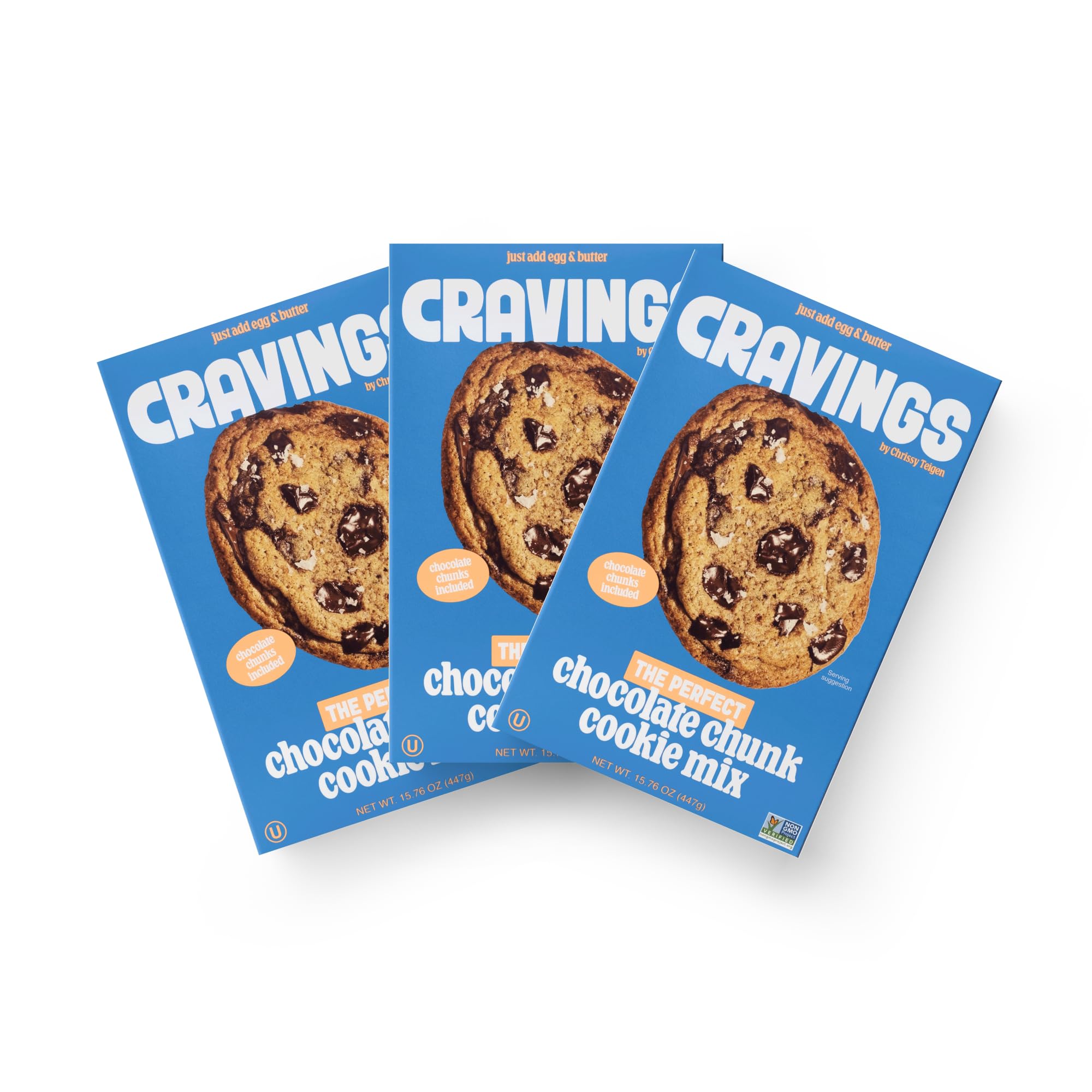 Cravings by Chrissy Teigen Chocolate Chip Cookie Mix, Makes 12, 4-inch Chocolate Chunk Cookies 15.76 oz (Pack of 3)