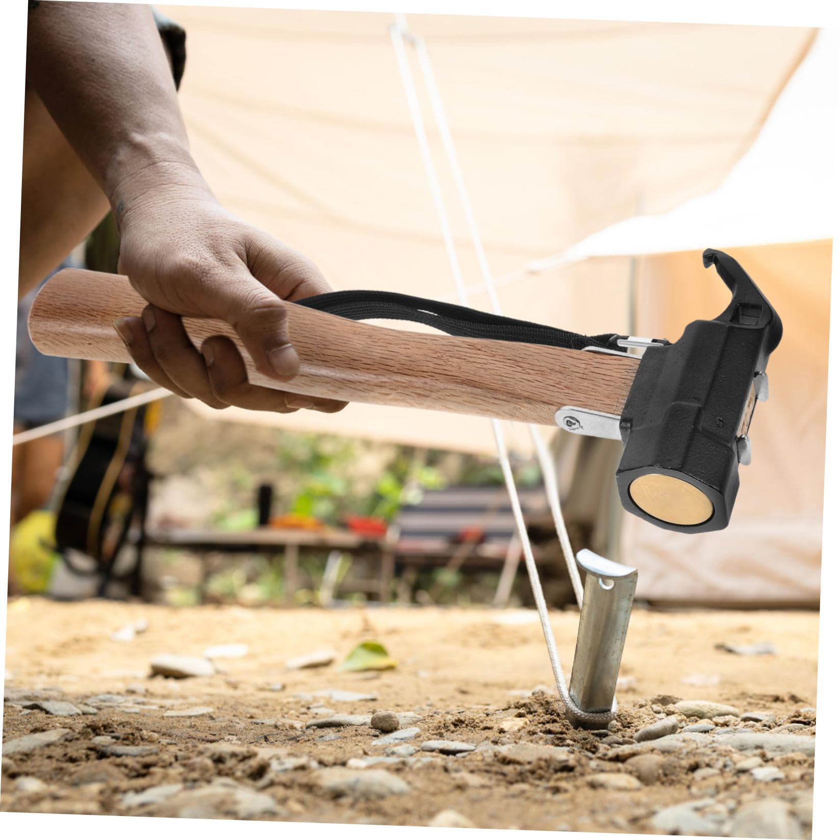 SHINEOFI martillo de clavos herramienta de martillo para acampar de carpa herramientas para acampar mini a de estacas de tienda 45# acero al carbono