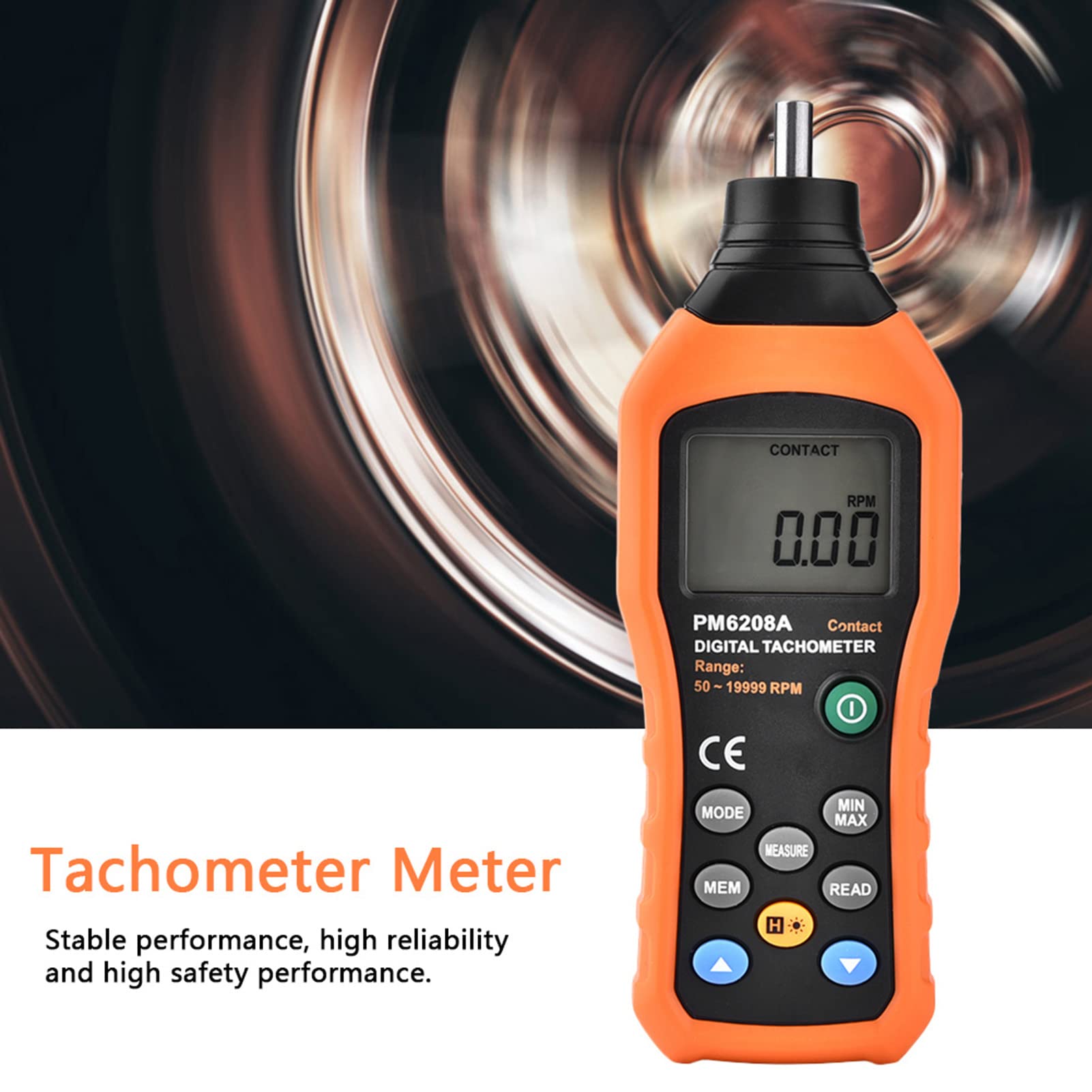 PEAKMETER PM6208A Kontakttyp Digitaler Drehzahlmesser Motordrehzahlmesser Tester Tachometer