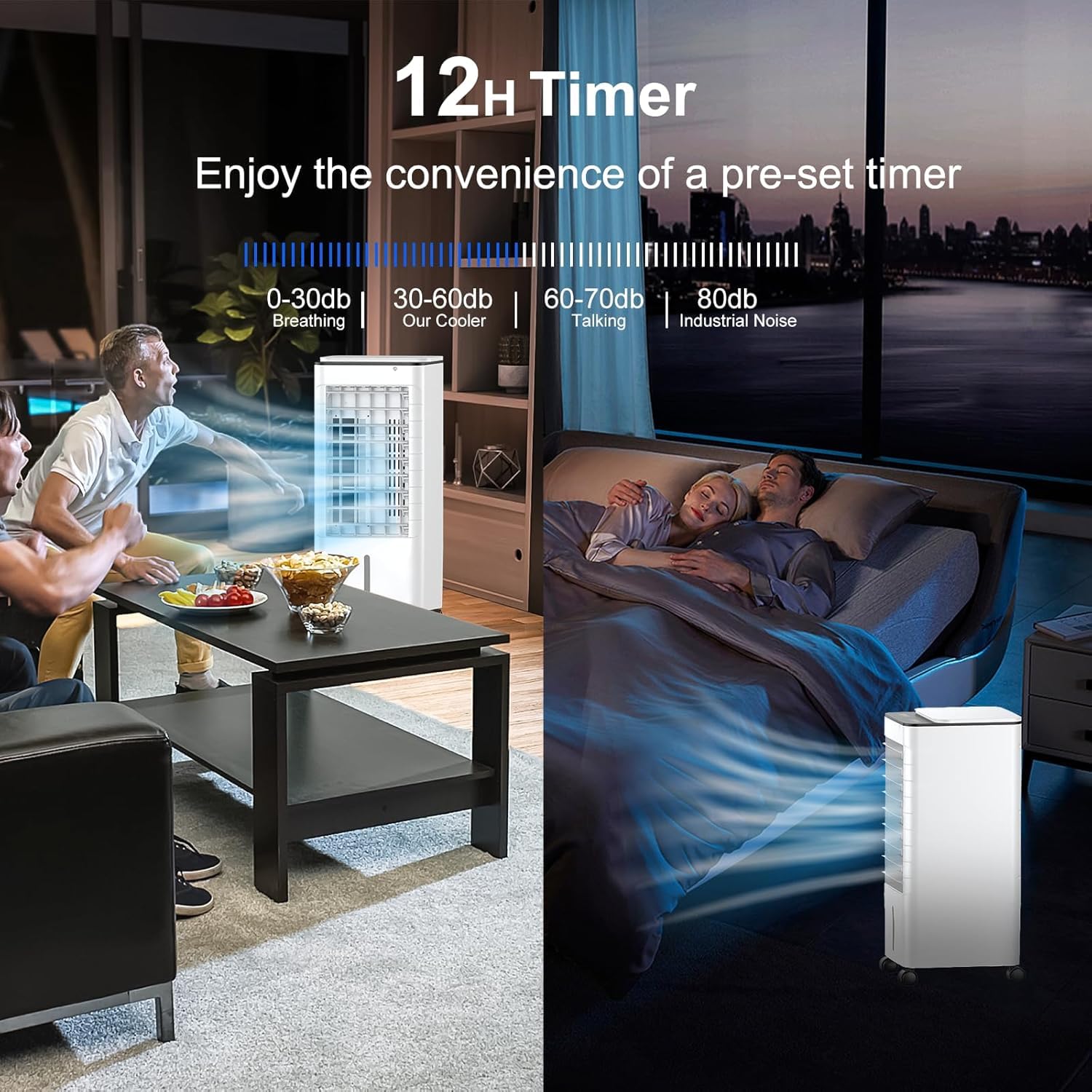 Aire Acondicionado portátil sin Ventana, 3 en 1, Enfriador de Aire evaporativo con Control Remoto, Temporizador de 12 Horas, 3 velocidades y 3 Modos de enfriamiento, Unidad de Aire acondicio