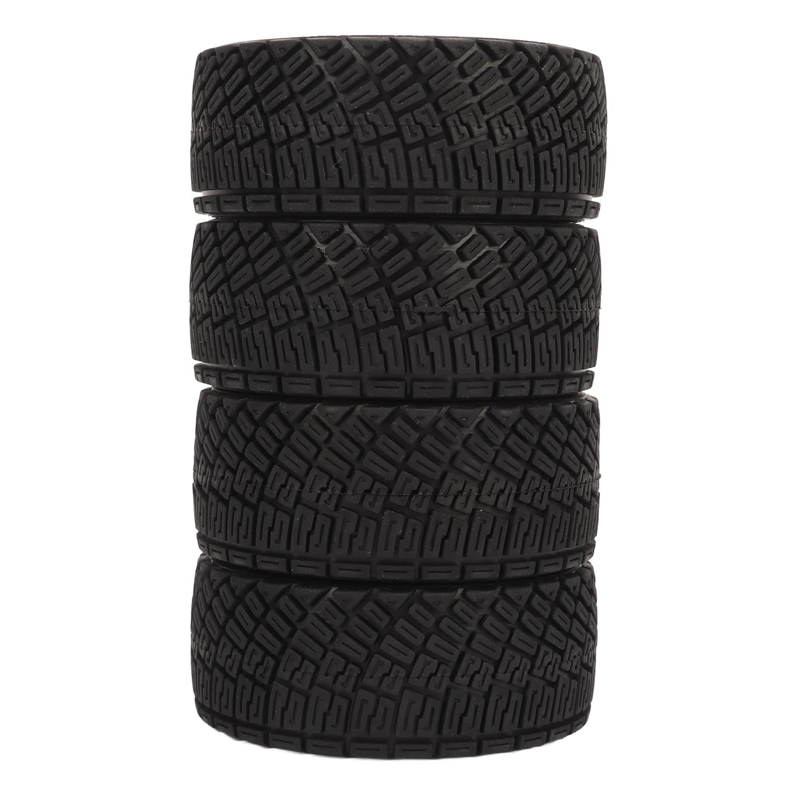 4 pièces roues en caoutchouc de pneu de voiture RC, pneus de route 1/10 RC pour TT01 TT02 XV01 XV02 HSP 94123 94122, pneus de dérive à amorti fort à haute résistance à l'usure (Noire)