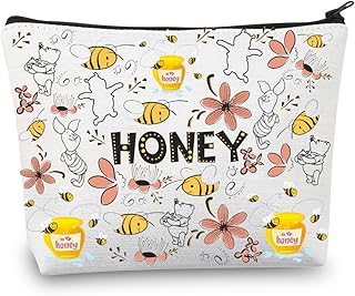 Honey Makeup Bag Pooh Bear Gift for Bear Lovers Pooh Bear Cosmetic Bag Pooh Bear Accessories Pooh Honey Bear Print Gift (Pooh Bear Bag-white)