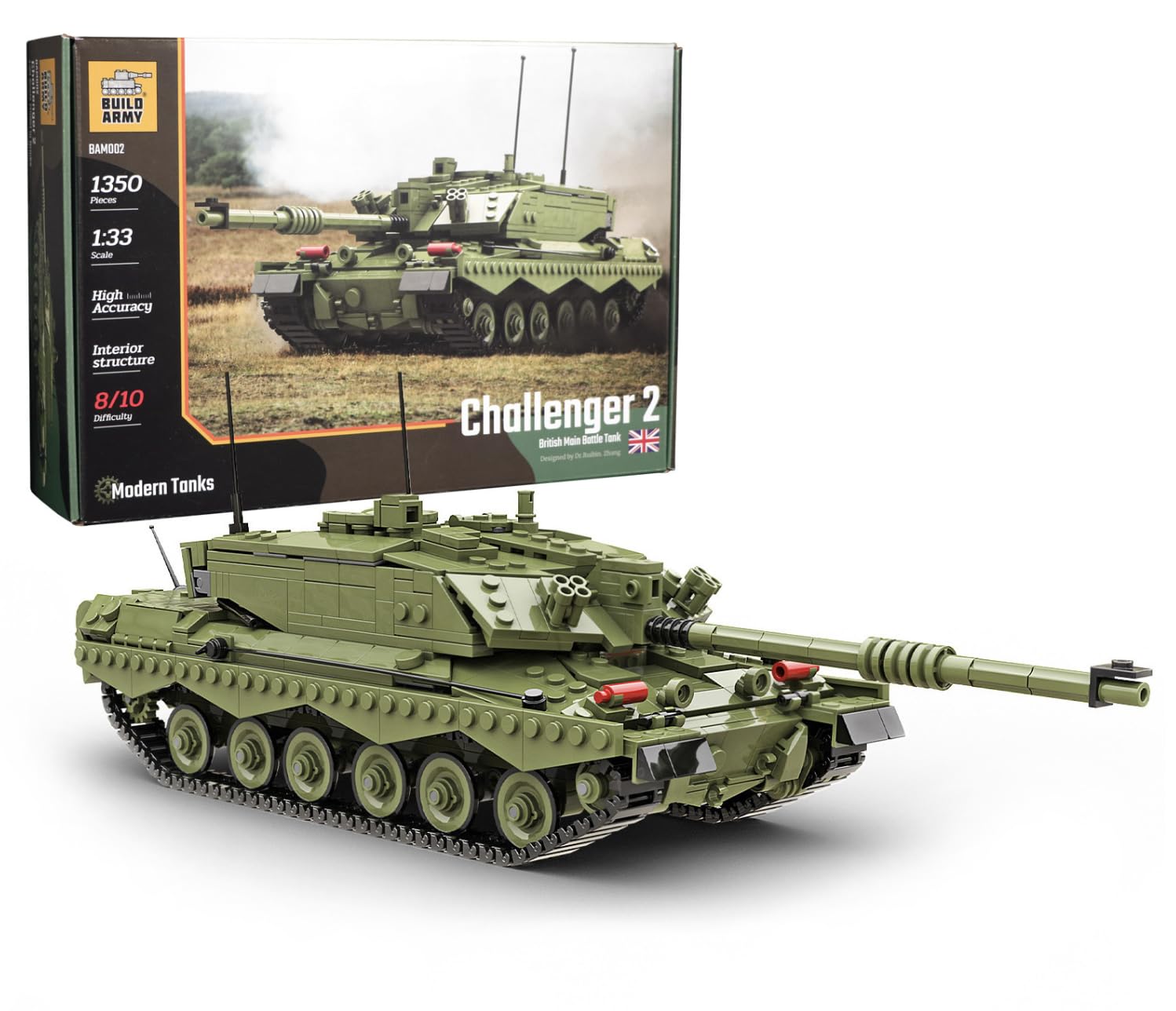Buildarmy British Challenger 2 Main Battle Tank Brick Model Building Block 1350pc