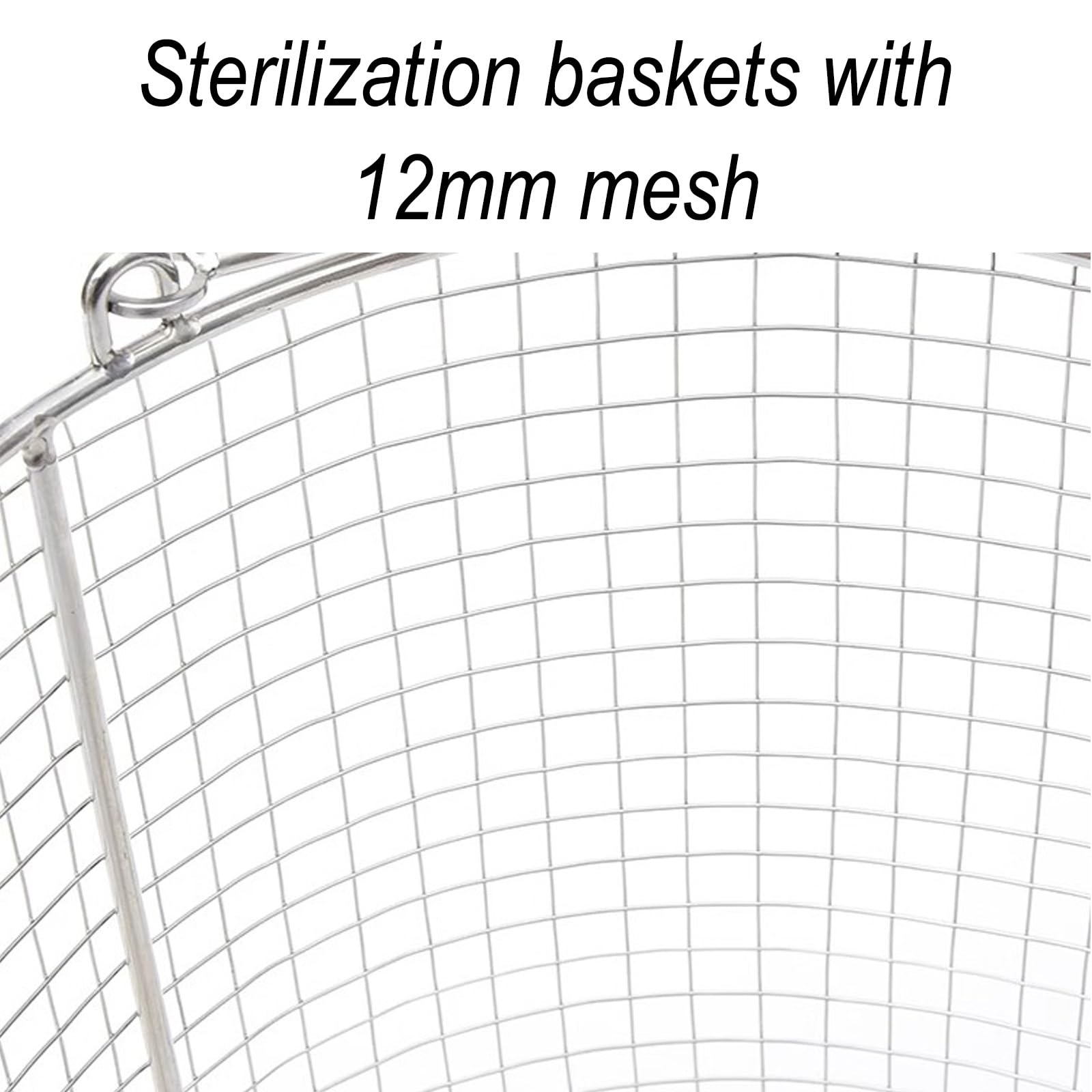 Cesta redonda de esterilización, bandeja de malla para instrumentos médicos de 12 mm, para hospital, 7.9 x 7.9 pulgadas, acero inoxidable